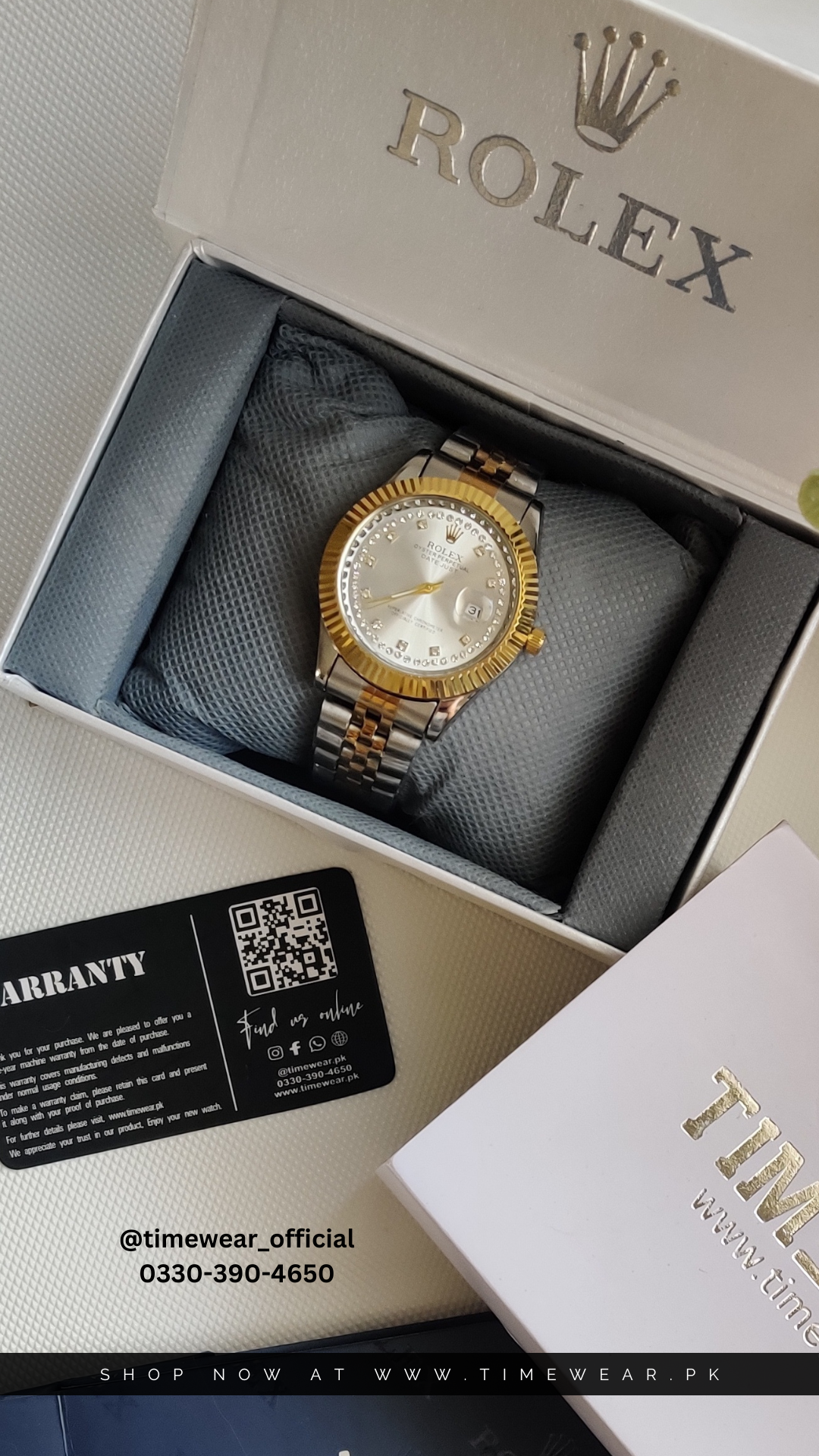 Rolex Gents Date Stone (Kan-TTG-WH) with Rolex Box