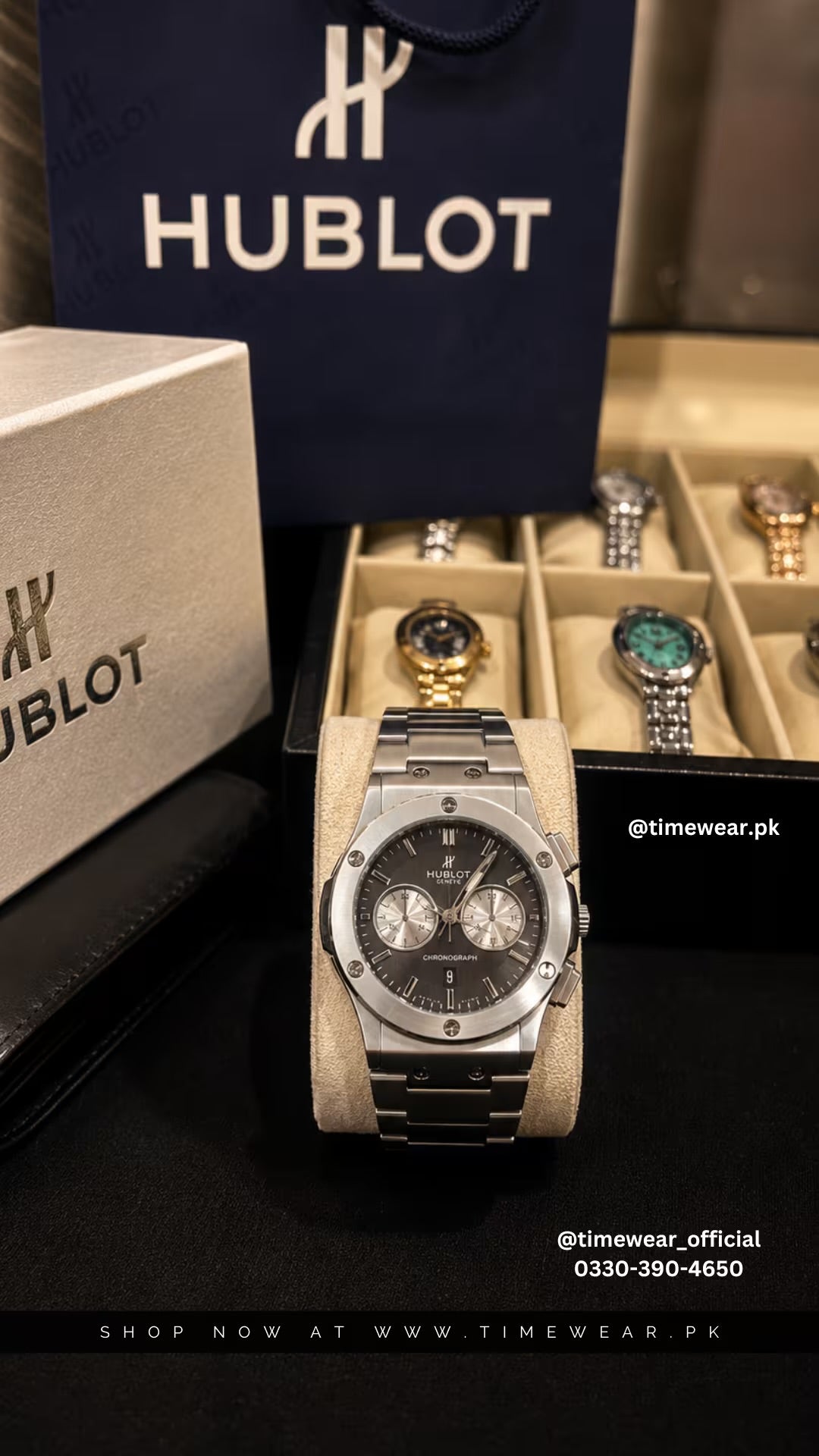 Hublot Chain Chrono Dial Brown (Hublot Box & One Year Warranty Card)