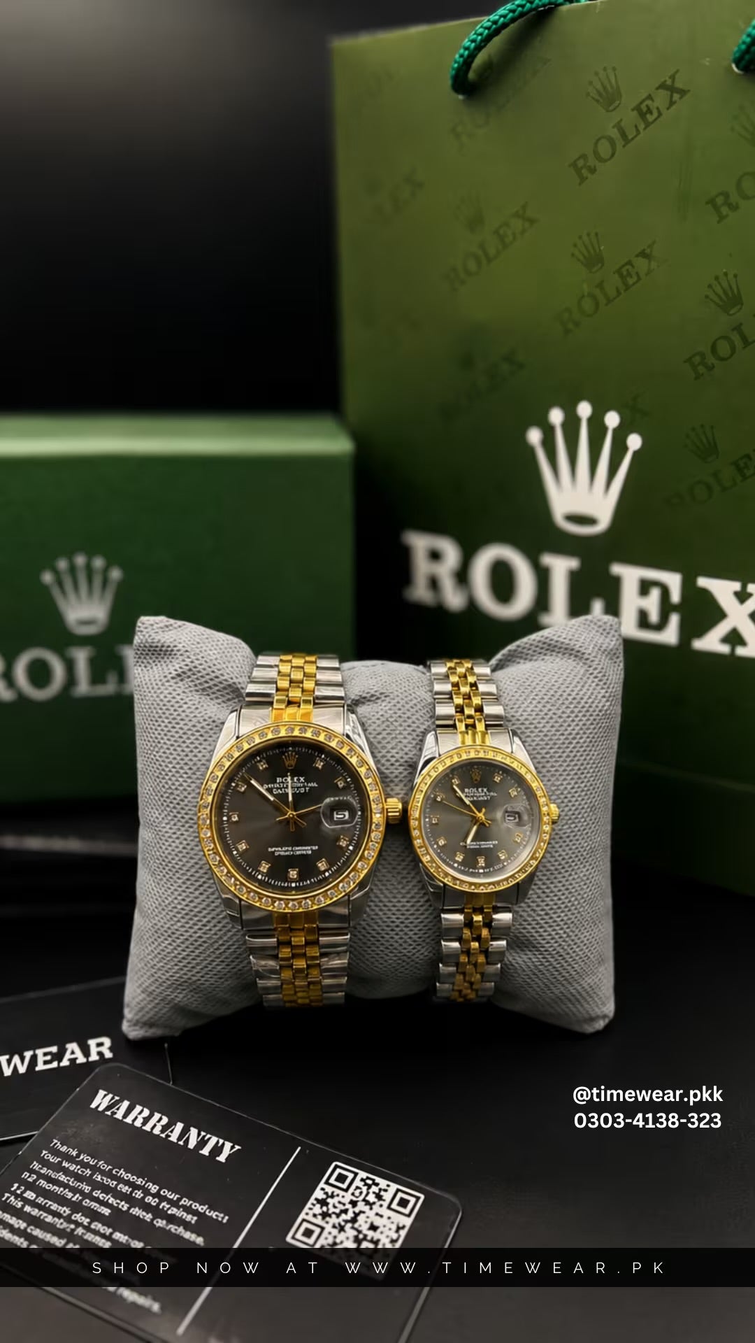 Rolex Couple Stone Date NW (TTB) With Free Couple Necklace - Premium Rolex Box & One Year Warranty
