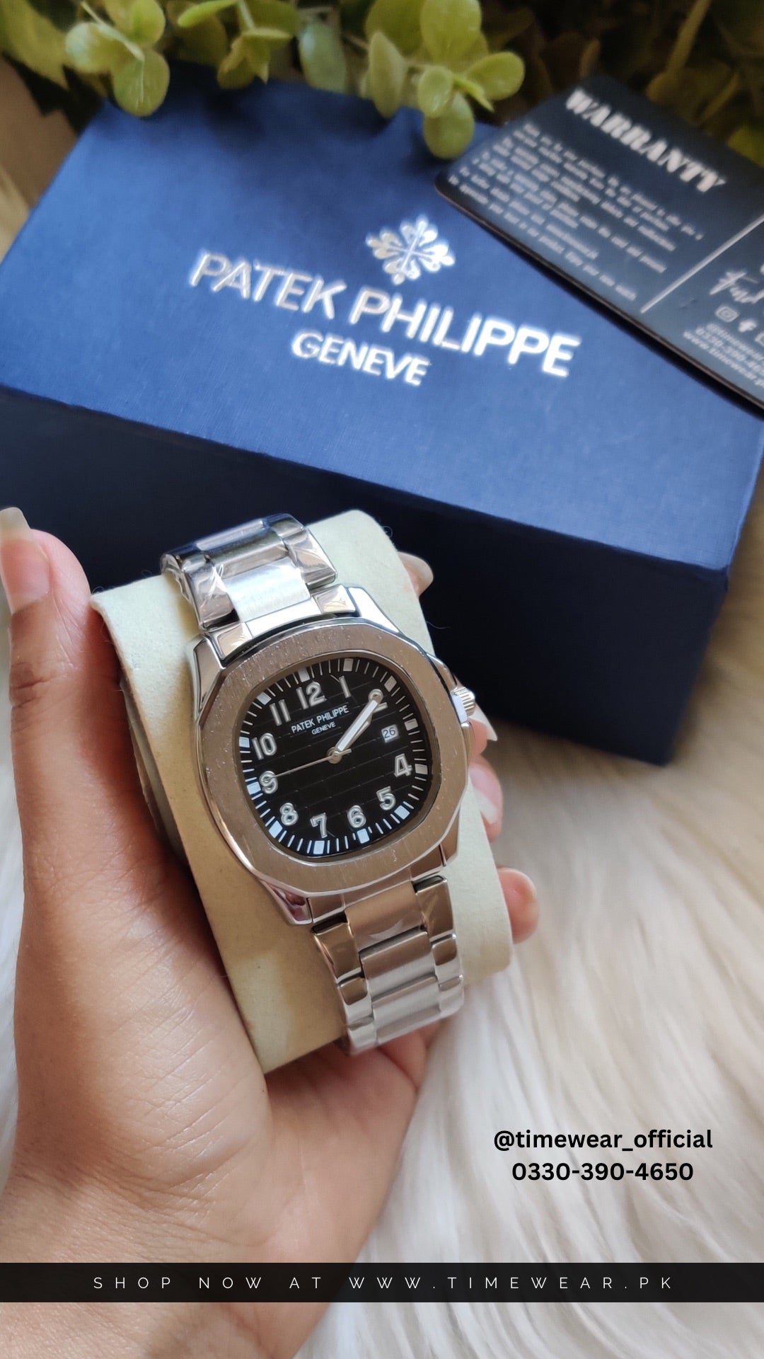 Patek Phillips Silver Black with Patek Box