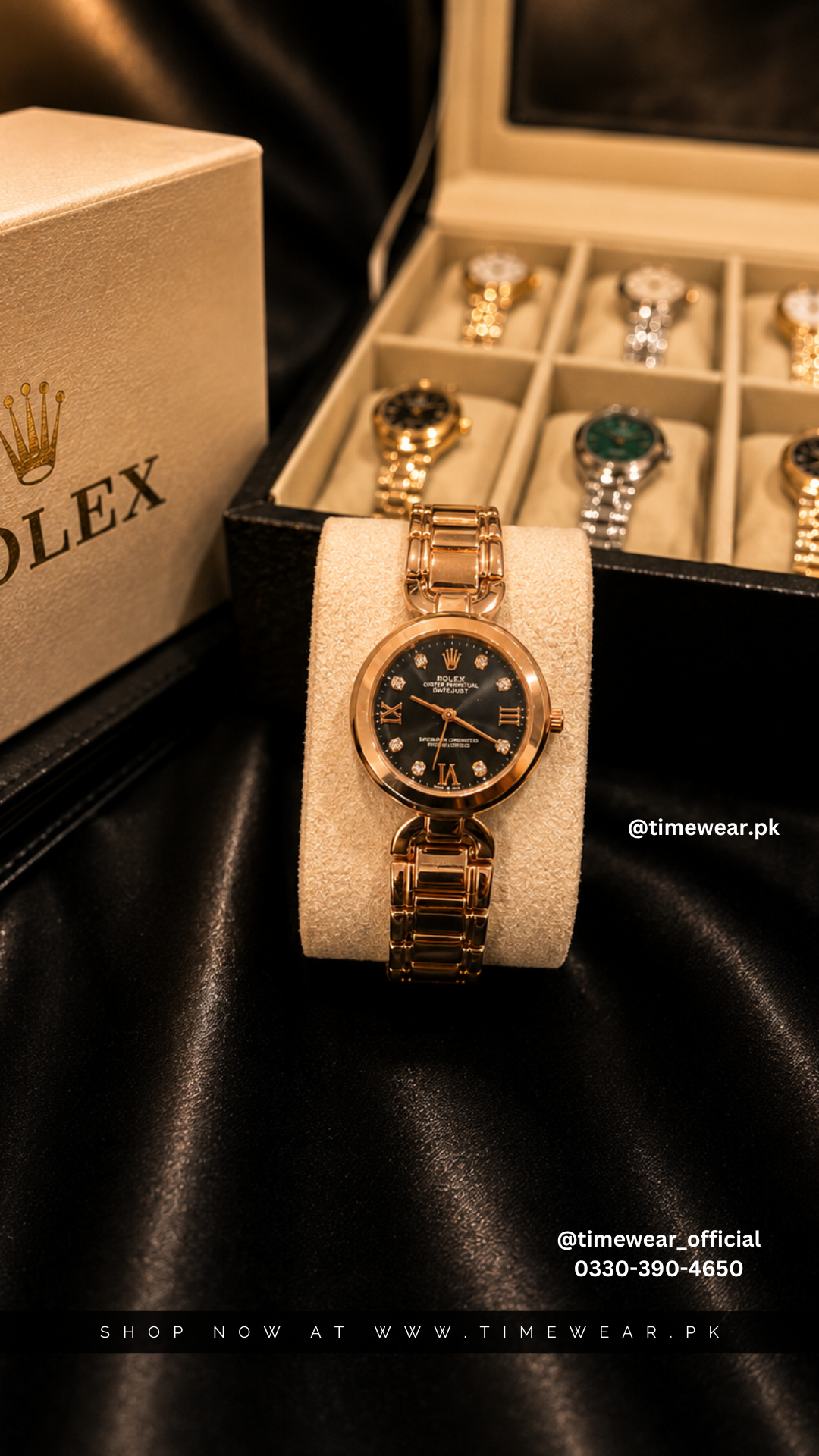 Rolex Roman Rose Black with Rolex Box & One Year Warranty