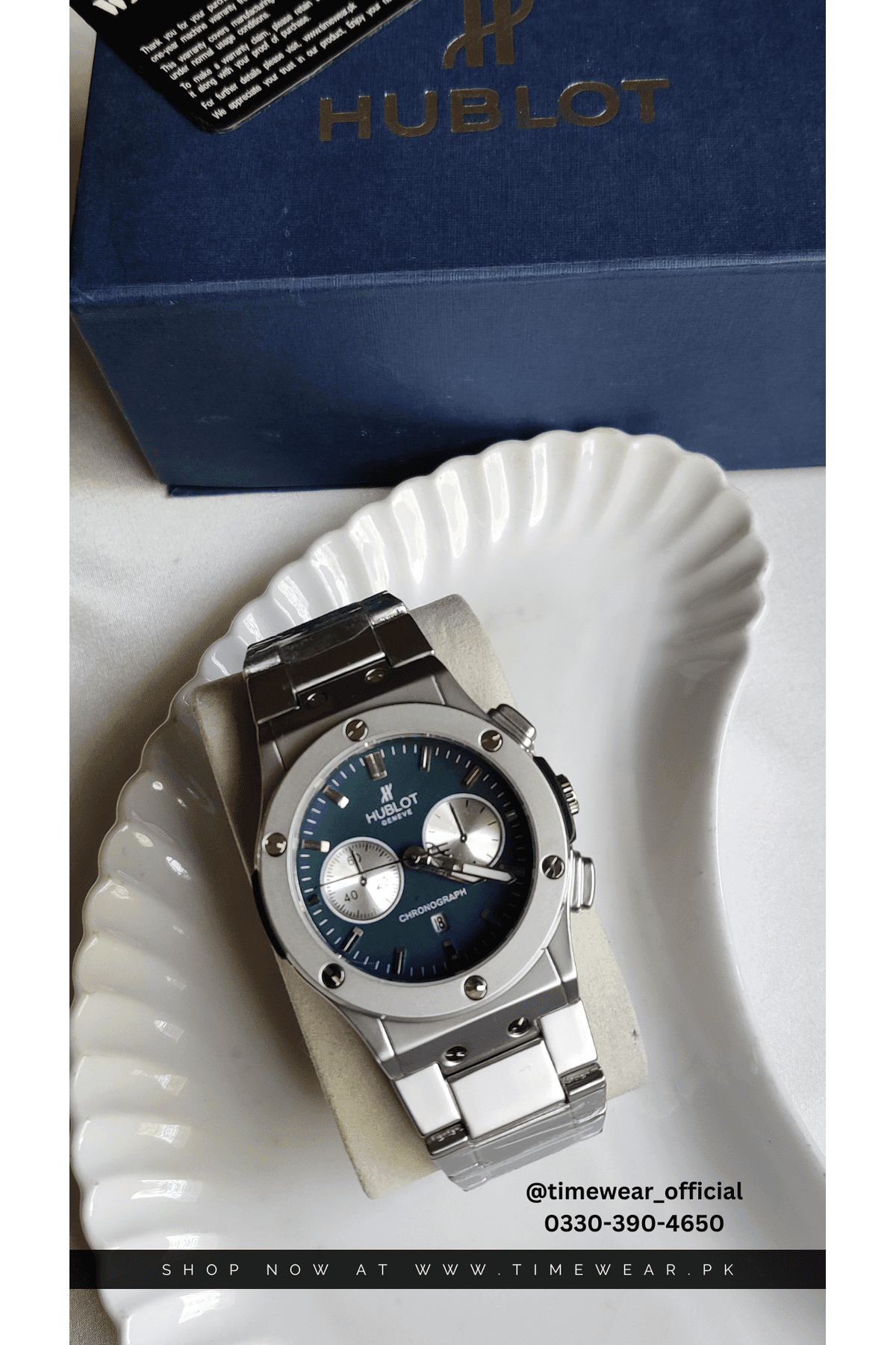 Hublot Chain Chrono Dial Green (Hublot Box & One Year Warranty Card)