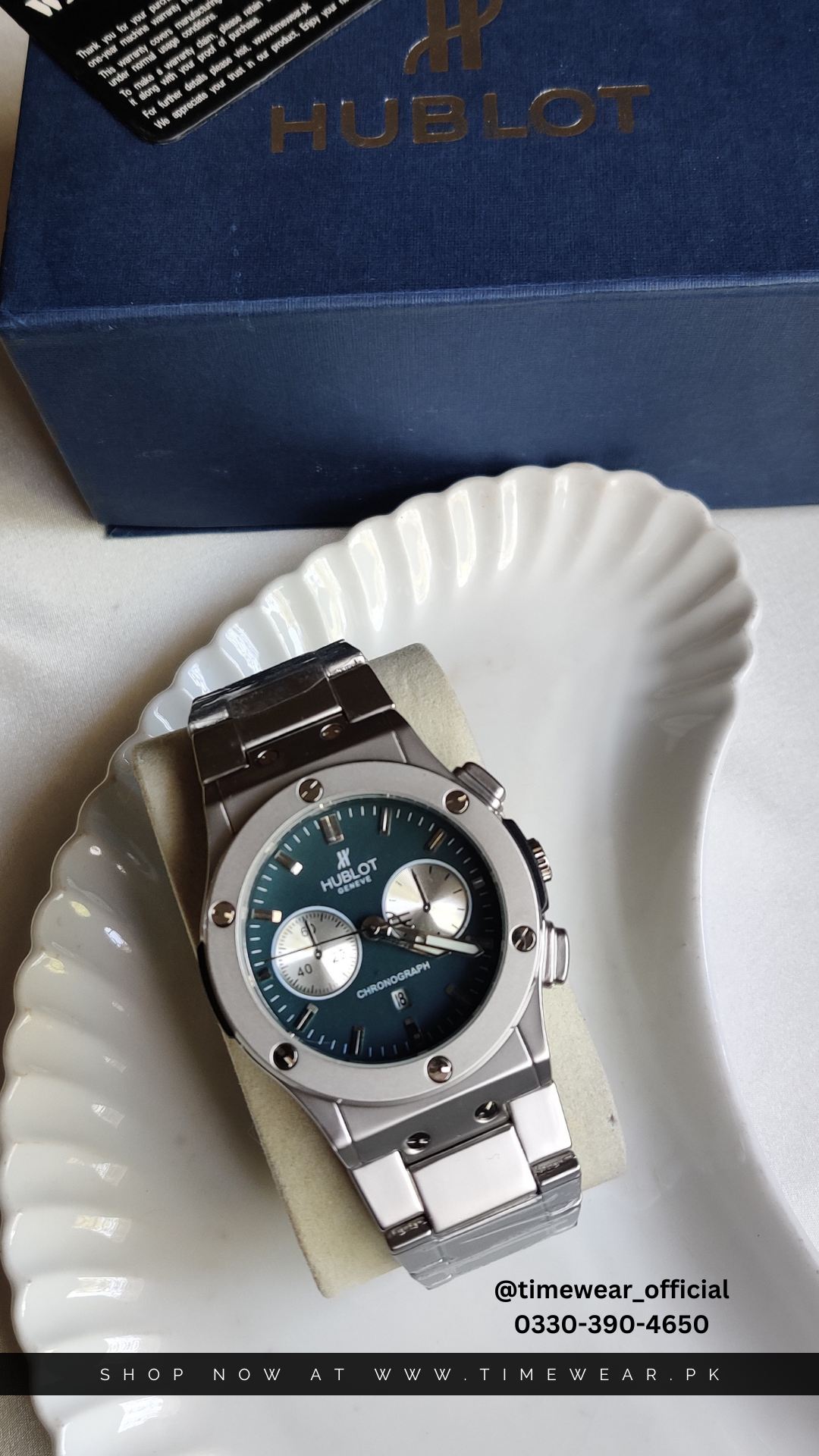 Hublot Chain Chrono Dial Green (Hublot Box & One Year Warranty Card)
