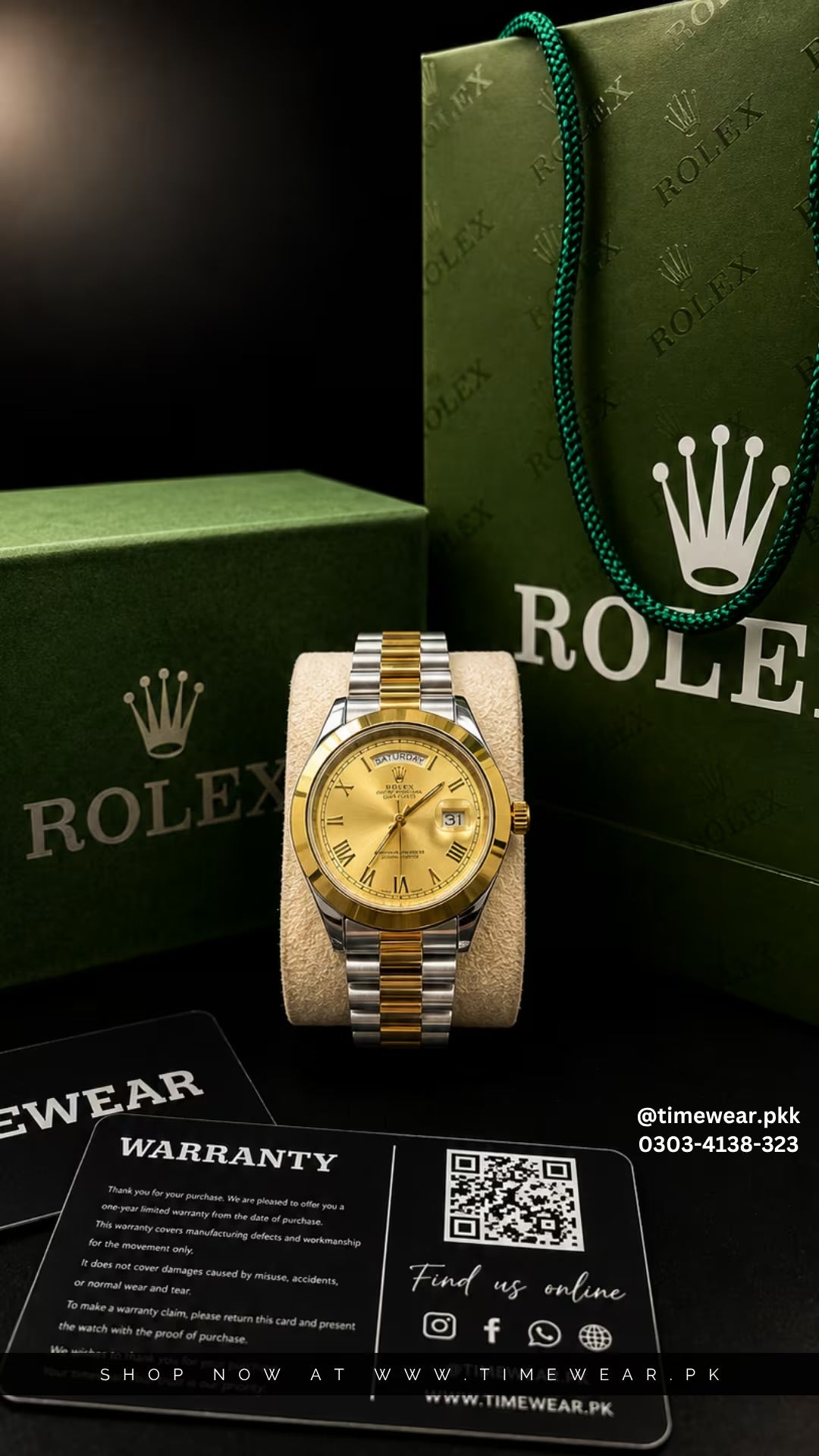 Rolex Gents Crown Lock (RO-TTG) Premium Rolex Box, Bag & Warranty Card