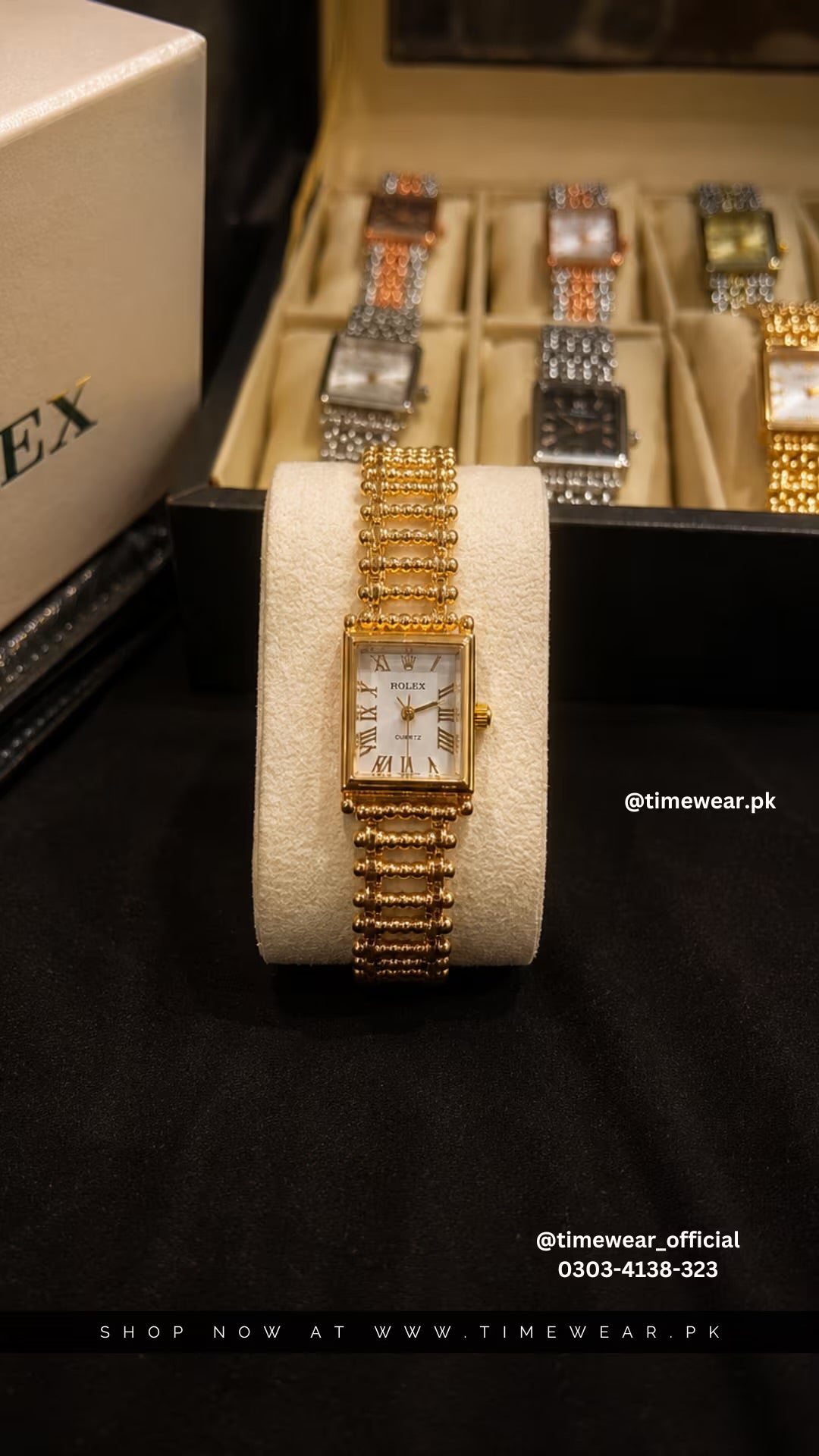 Rolex Roman Golden Chain White Dial with Cartier Box & One Year Warranty
