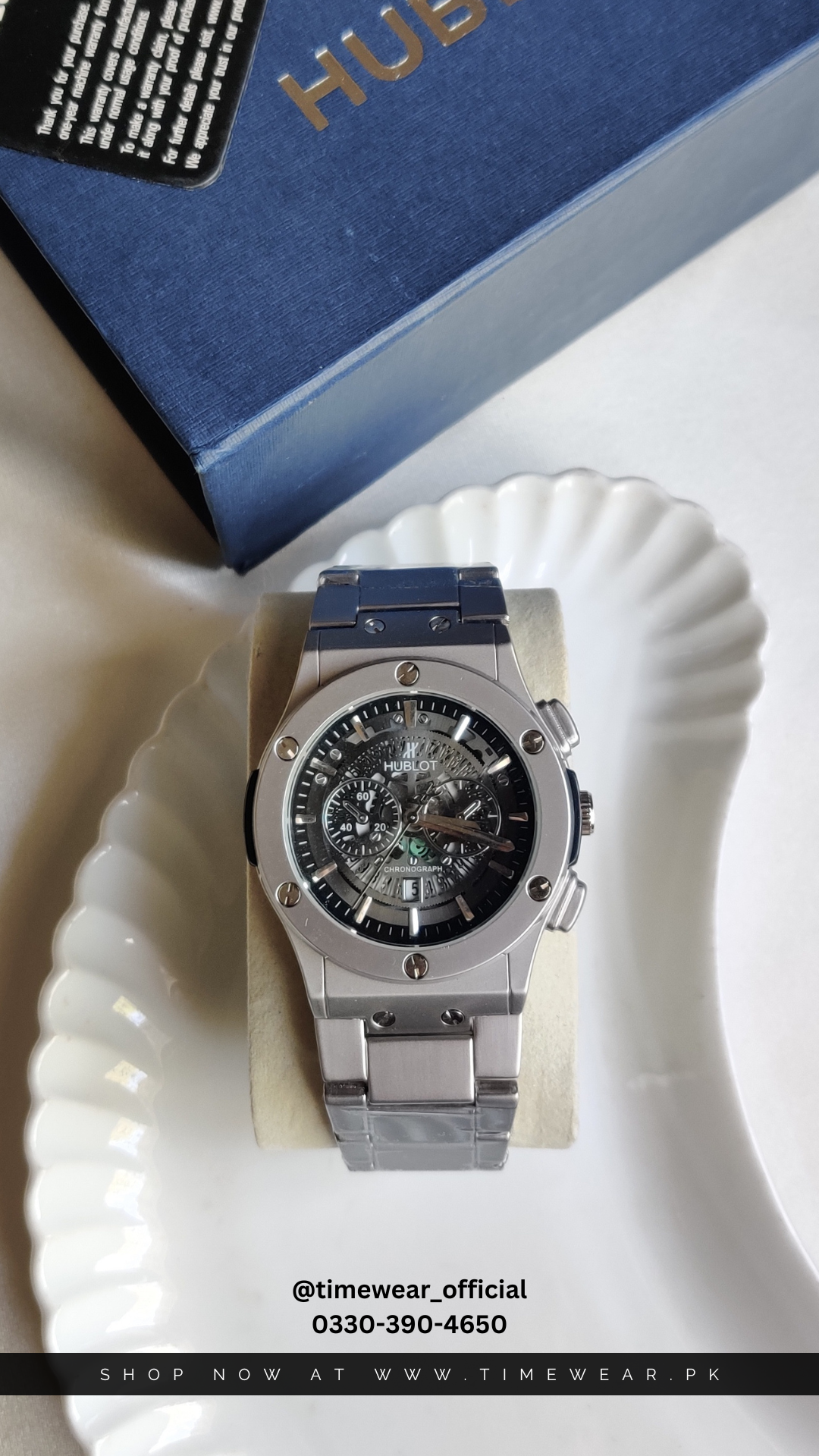 Hublot Chain Skeleton Dial Black (Hublot Box & One Year Warranty Card)