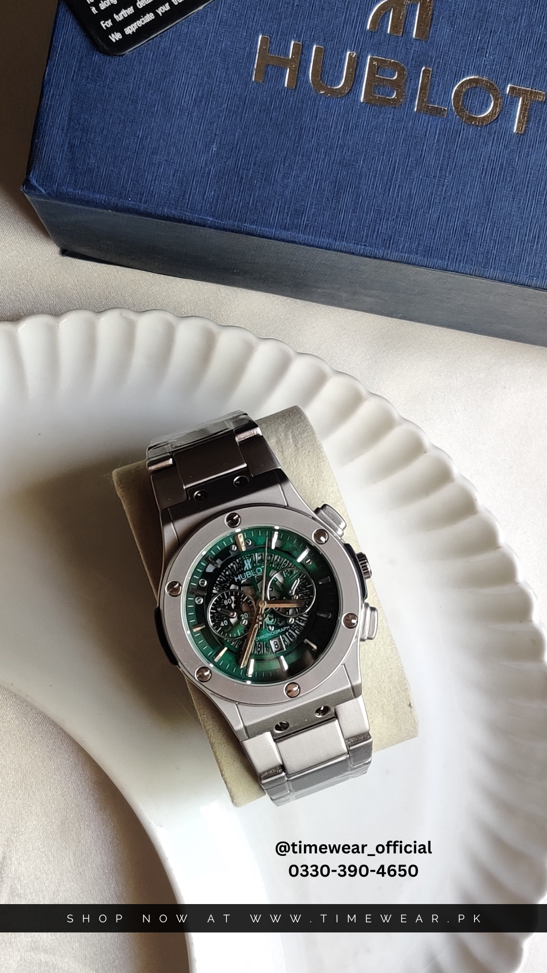 Hublot Chain Skeleton Dial Green (Hublot Box & One Year Warranty Card)