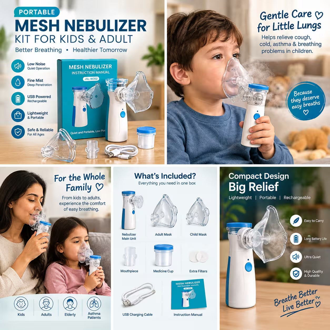 Portable Mesh Nebulizer For Kids & Adults