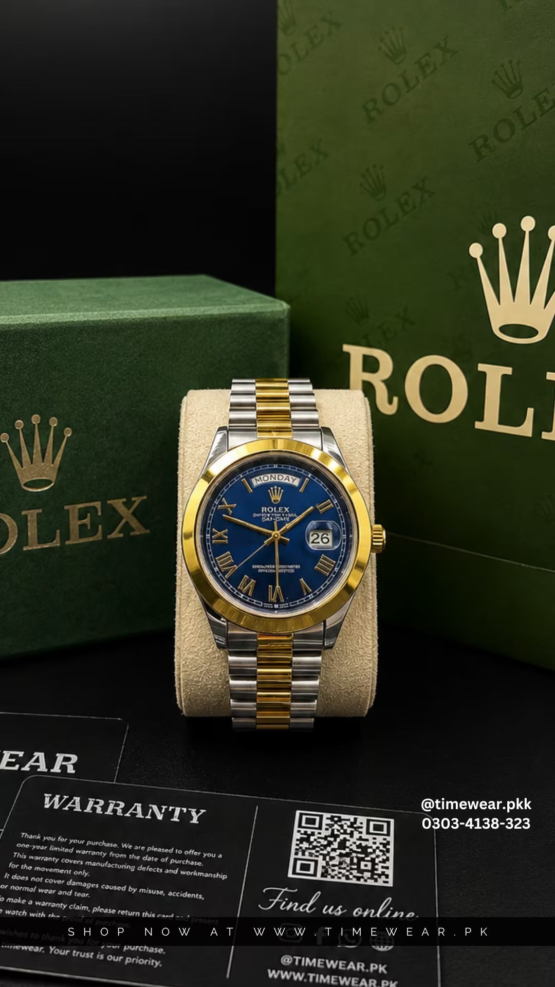 Rolex Gents Crown Lock (RO-TTBL) Premium Rolex Box, Bag & Warranty Card
