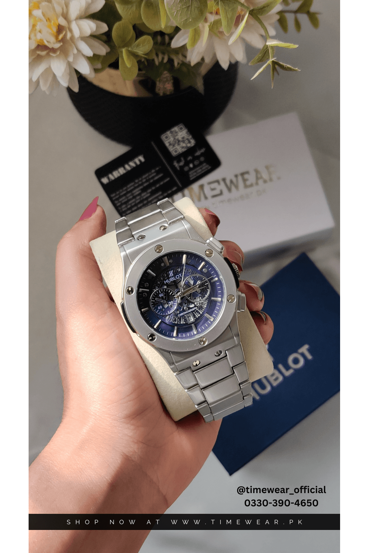 Hublot Chain Skeleton Dial Blue (Hublot Box & One Year Warranty Card)