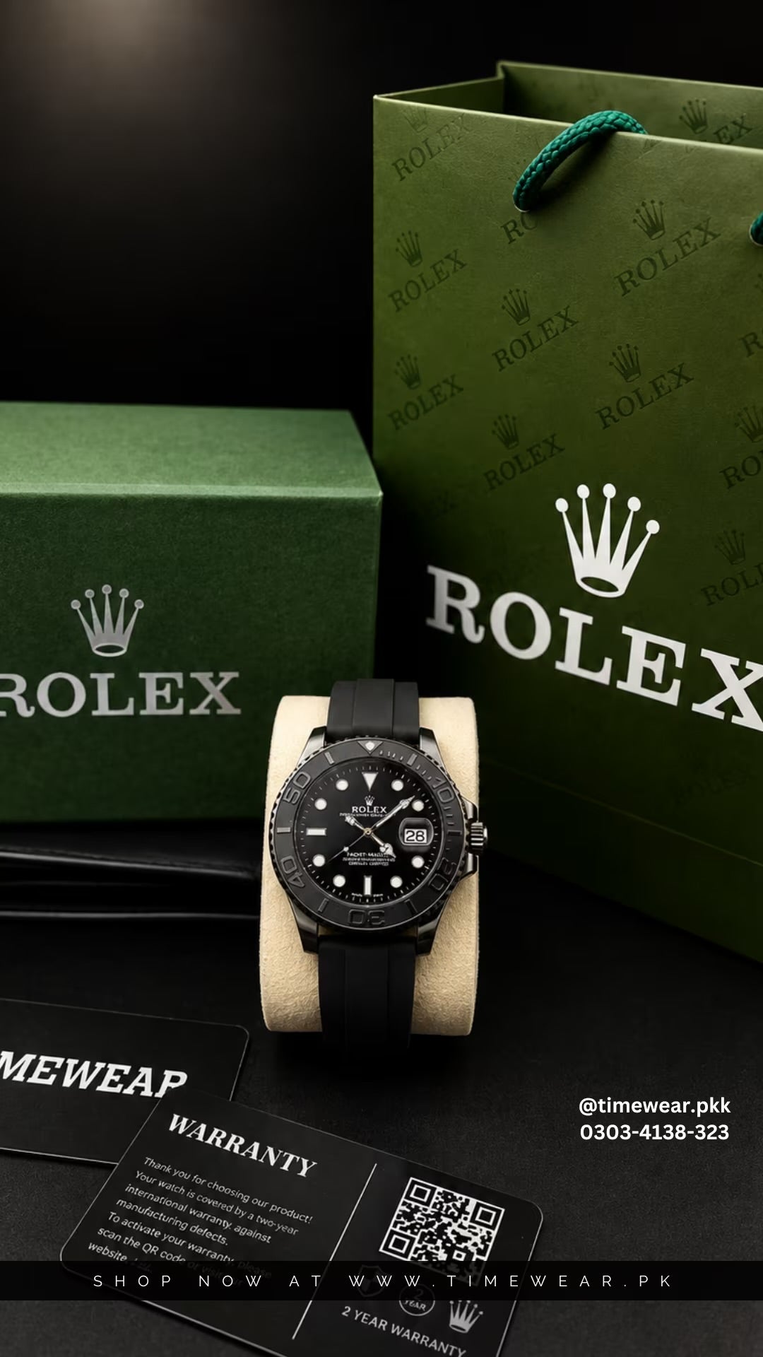 Rolex Gents Yacht Master Black with Rolex Box & One Year Warranty