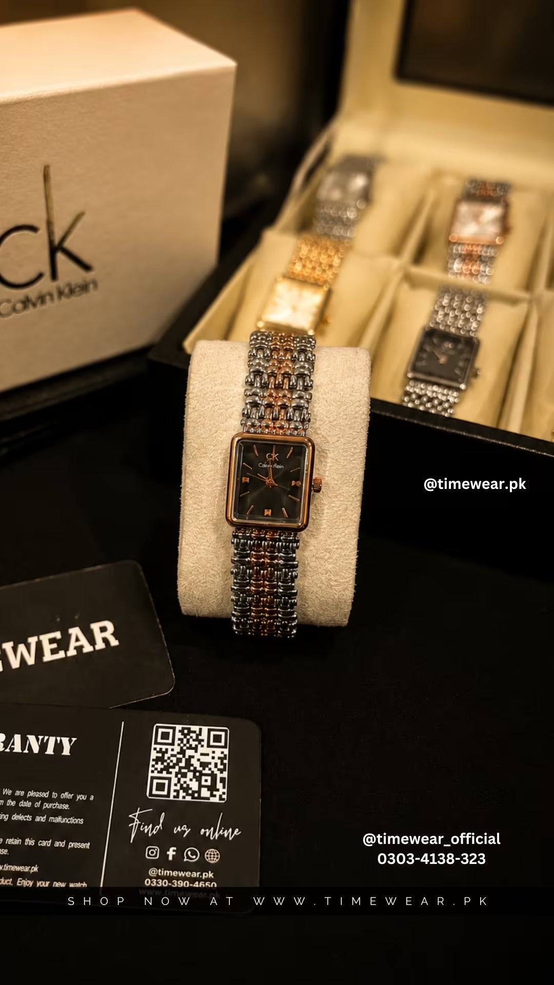Calvin Klein Ladies Two Tone Copper Chain Black Dial with CK Box & One Year Warranty