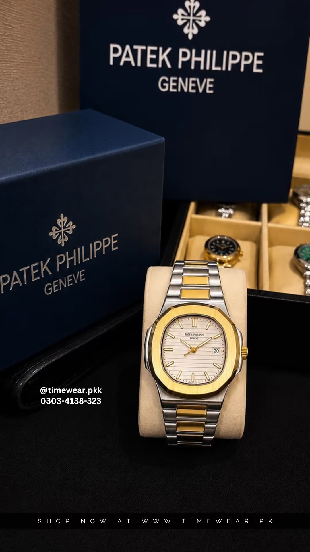 Patek Phillips Two Tone Chain White Dial with Patek Premium Box, Bag & One Year Warranty Card