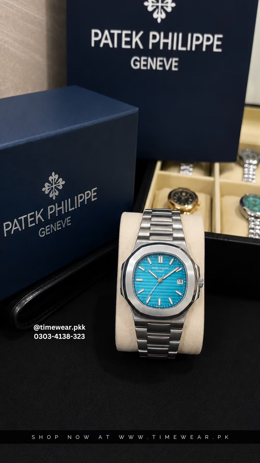 Patek Phillips Silver Chain Tiffany Dial with Patek Premium Box, Bag & One Year Warranty Card