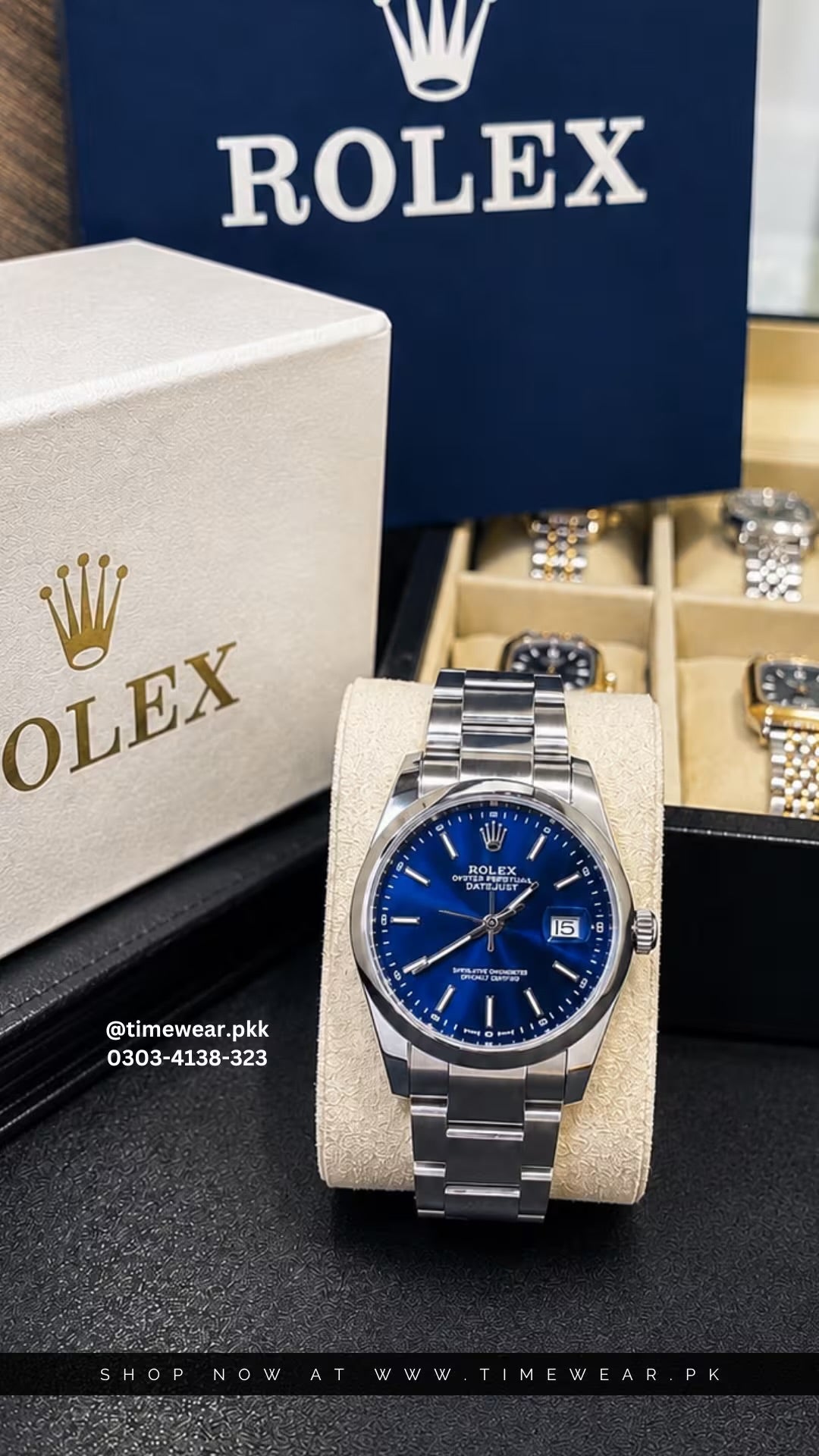 Rolex Gents (BL-Date-Blue) with Rolex Box & One Year Machine Warranty