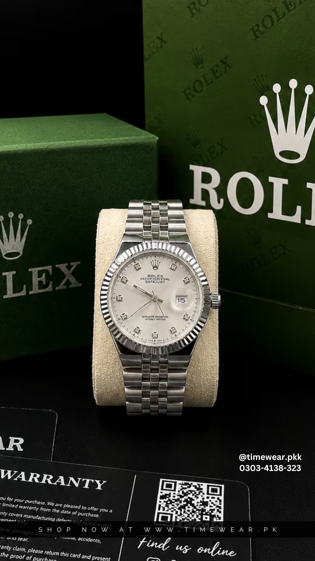 Rolex Gents Kan Silver White with Rolex Box & One Year Warranty