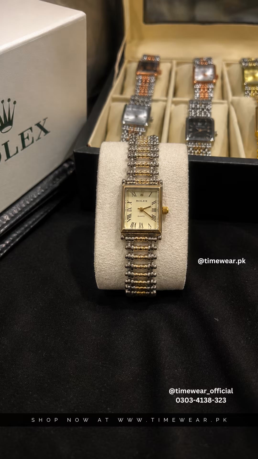 Rolex Roman Two Tone Golden Chain Golden Dial with Cartier Box & One Year Warranty