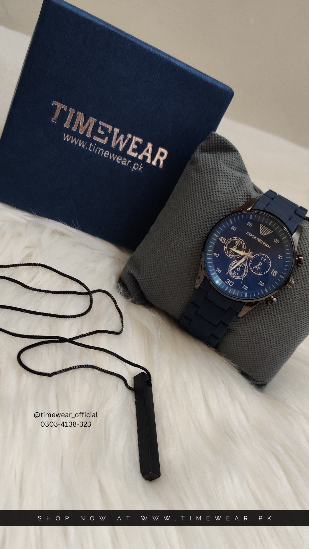 Blue Armani + Black Bar Locket (Bundle Offer)