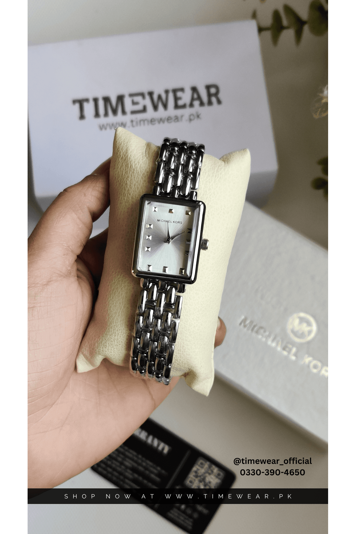 Michael Kors Square Ladies Watch with Premium Box (SS)
