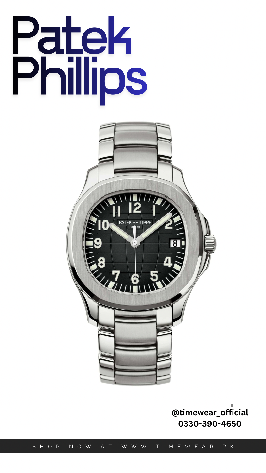 Patek Phillips Silver Black with Patek Box