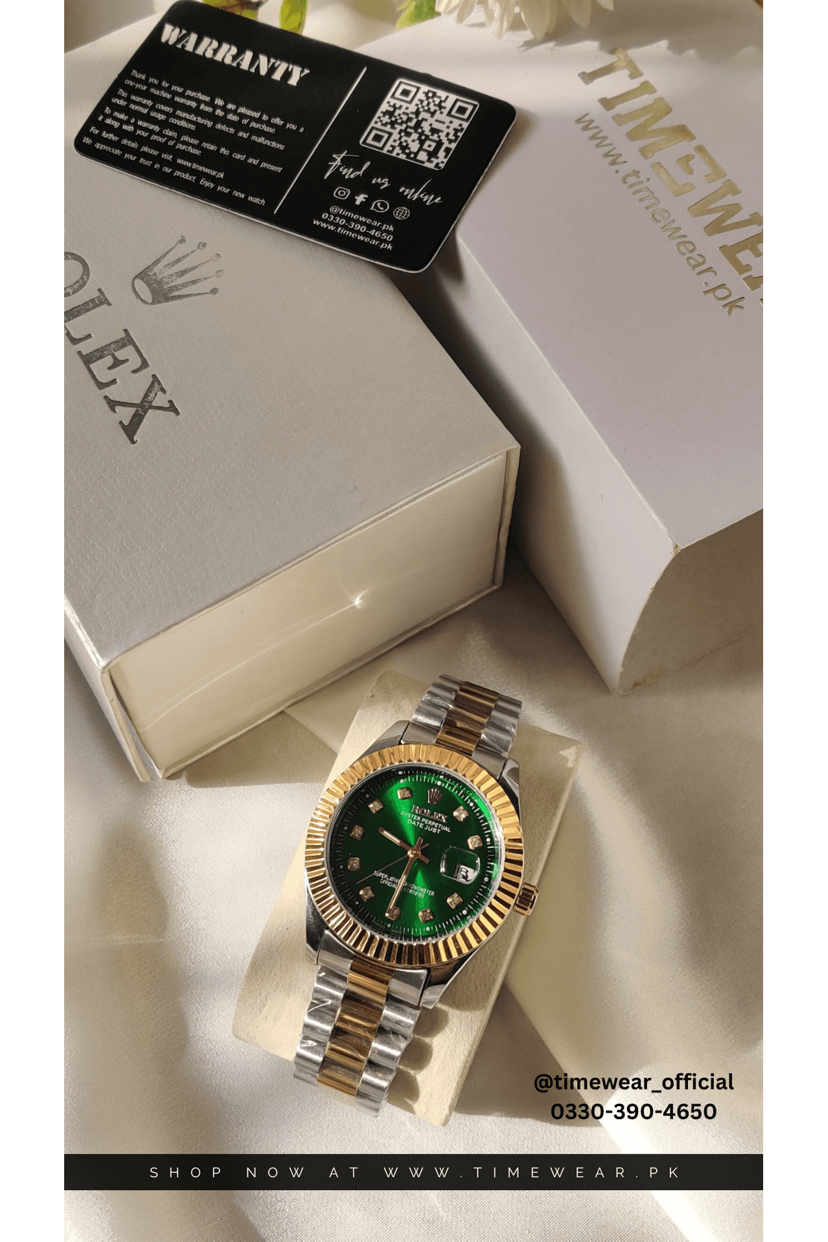Rolex Gents Crown Lock (Kan-TTG-Green) Premium Rolex Box, Bag & Warranty Card