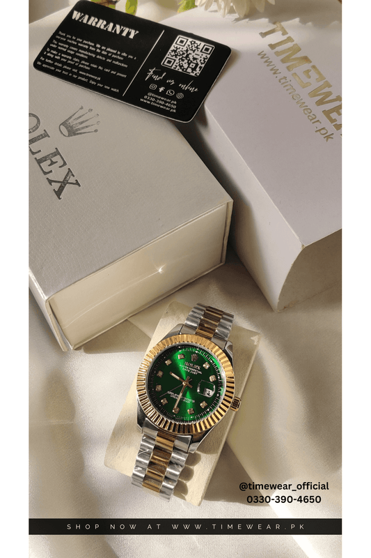 Rolex Gents Crown Lock (Kan-TTG-Green) Premium Rolex Box, Bag & Warranty Card