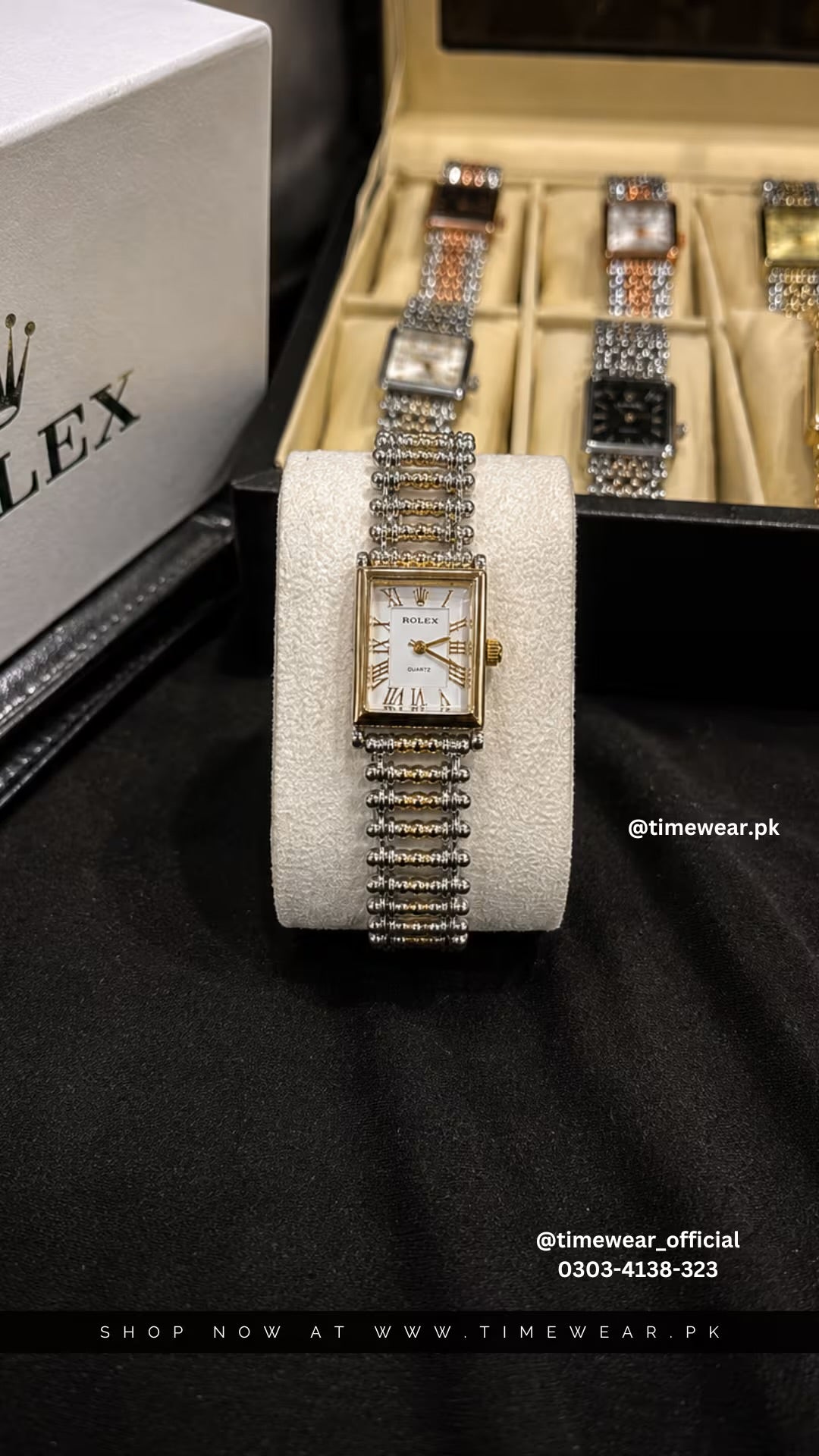 Rolex Roman Two Tone Golden Chain White Dial with Cartier Box & One Year Warranty