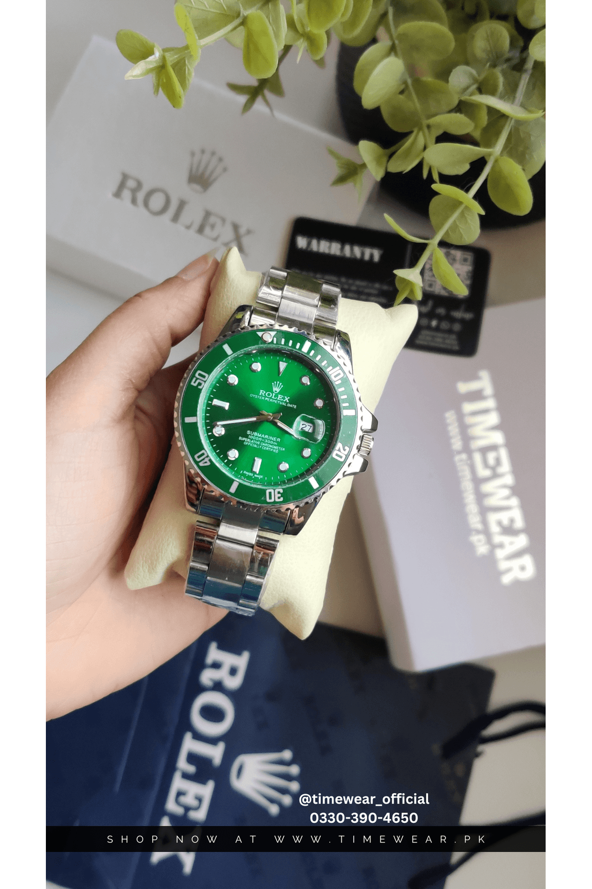 Rolex Gents Submariner (Silver Chain Green Dial) Premium Rolex Box
