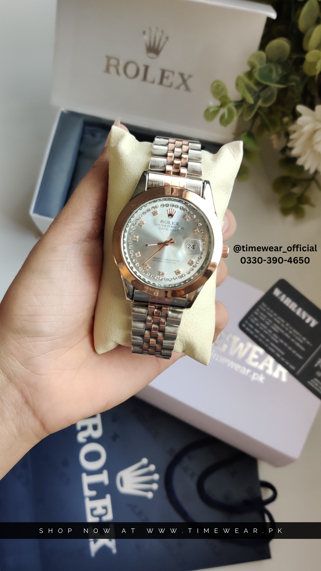 Rolex Gents Stone Date (TTC-Wh) with Rolex Box