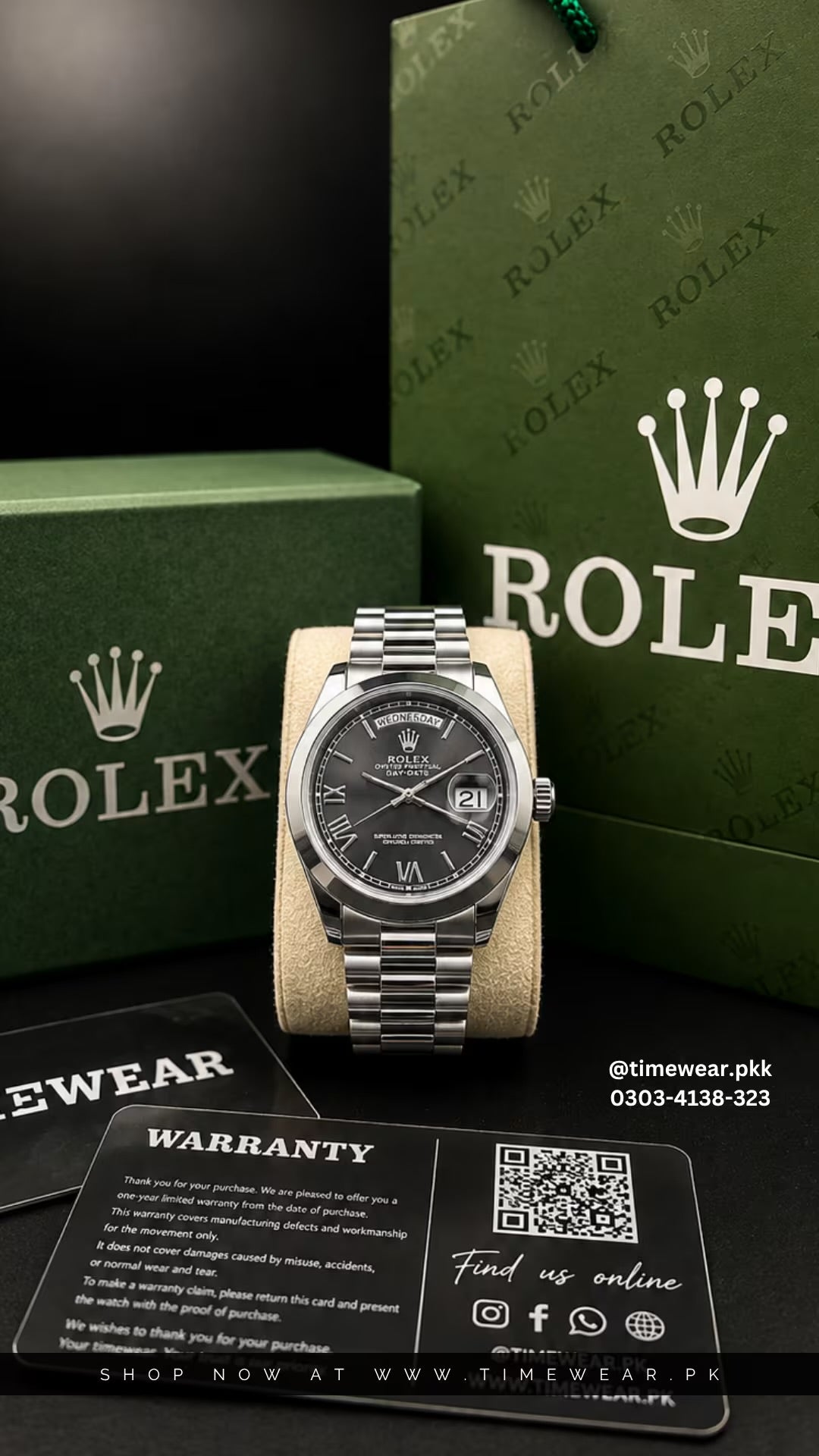 Rolex Gents Crown Lock (RO-SBK) Premium Rolex Box, Bag & Warranty Card