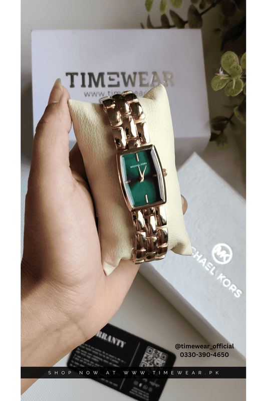 Michael Kors OV Ladies Watch with Premium Box (G-Green)