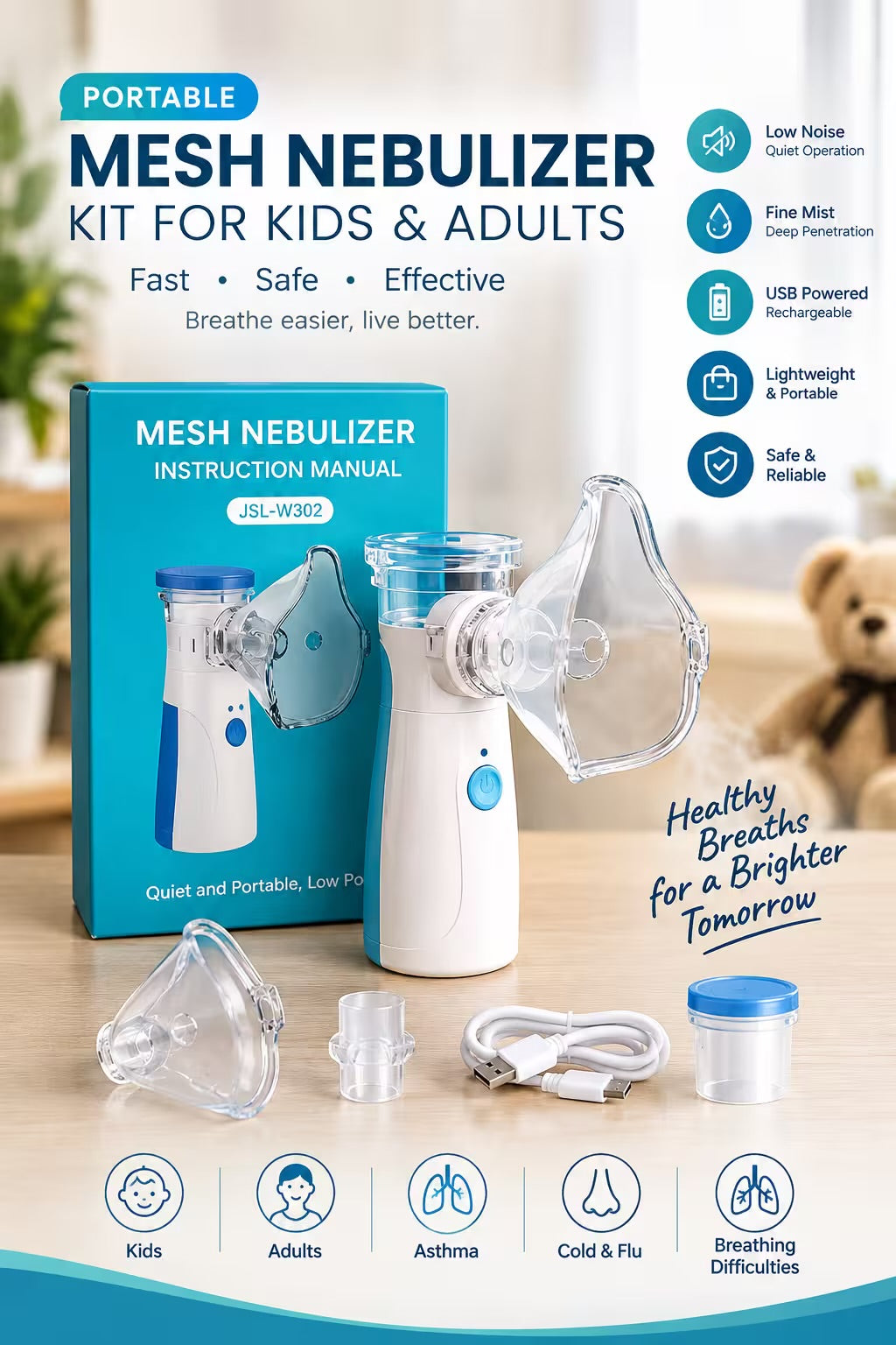 Portable Mesh Nebulizer For Kids & Adults
