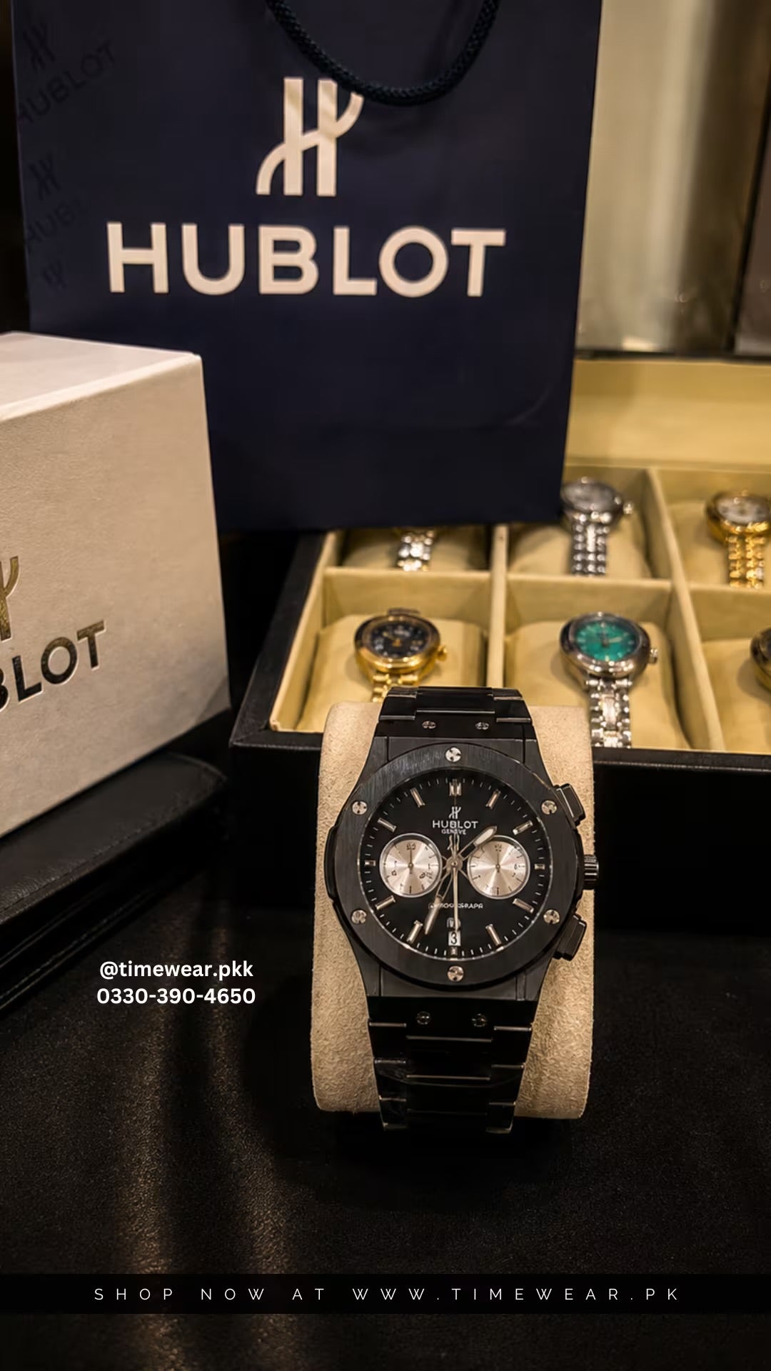Hublot Chain Chrono Dial Black (Hublot Box & One Year Warranty Card)