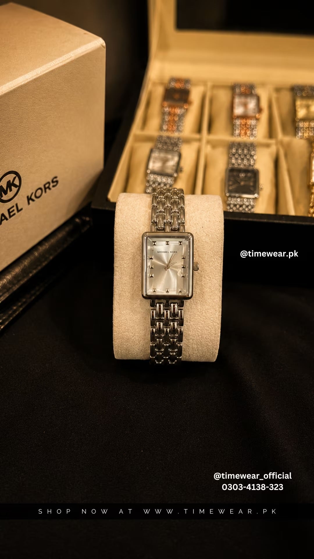 Michael Kors Square Ladies Watch with Premium Box (SS)