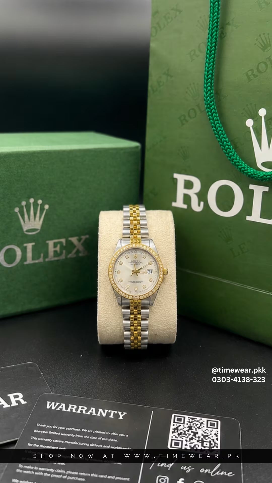 Rolex Stone Date Ladies White Dial with Rolex Box & One Year Warranty