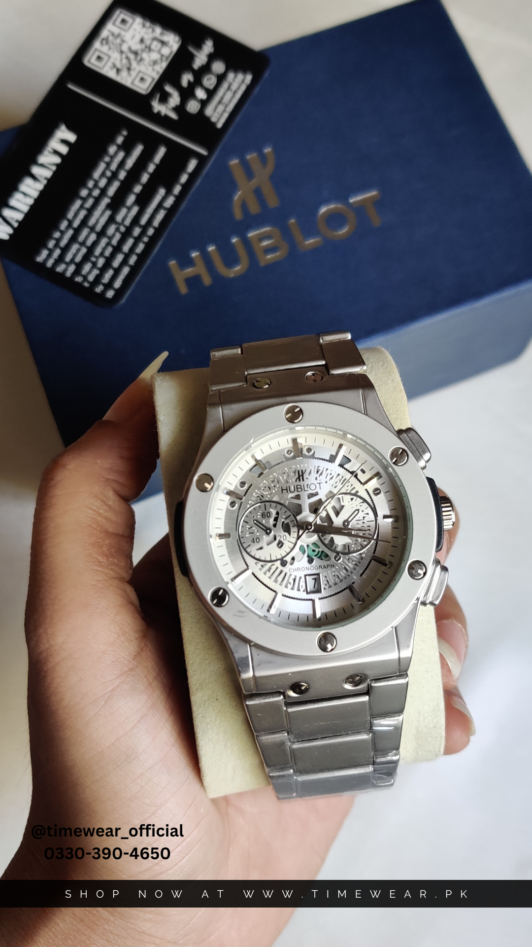 Hublot Chain Skeleton Dial Gray (Hublot Box & One Year Warranty Card)