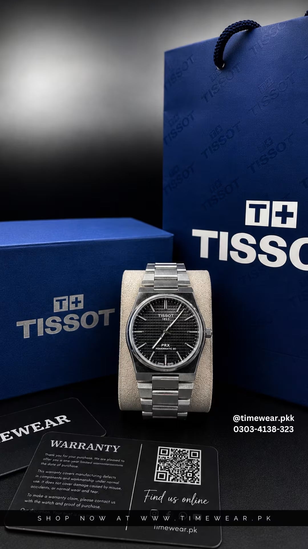 Tissot Chain PRX Silver Black With Tissot  Premium Box & One Year Warranty