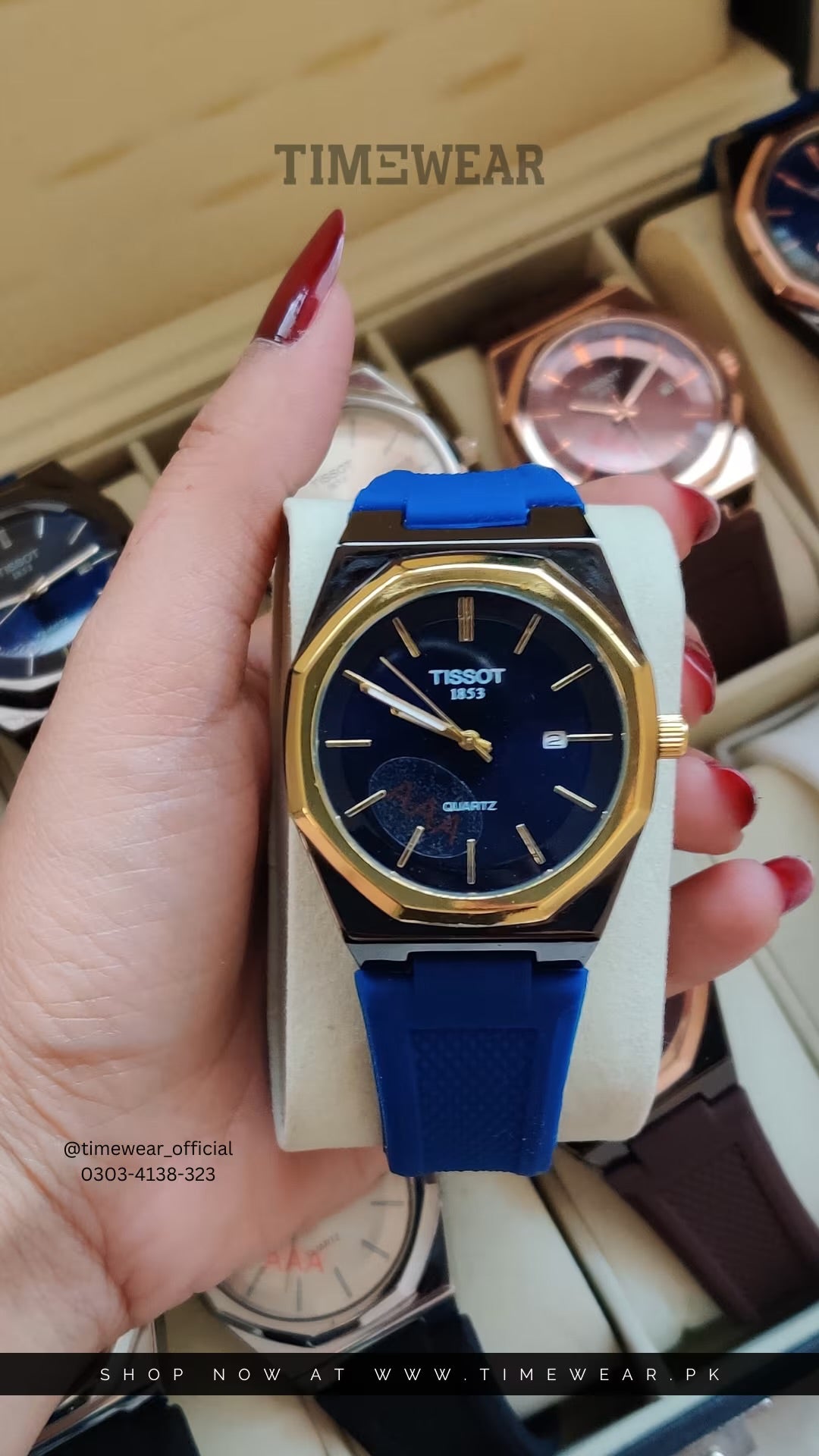 Tissott Straps Blue Golden - with Standard Box Clearance Sale 70% Off Discount