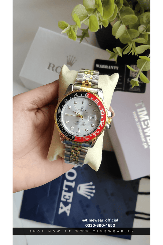 Rolex Gents GMT (Two Tone Chain Red White Dial) Premium Rolex Box