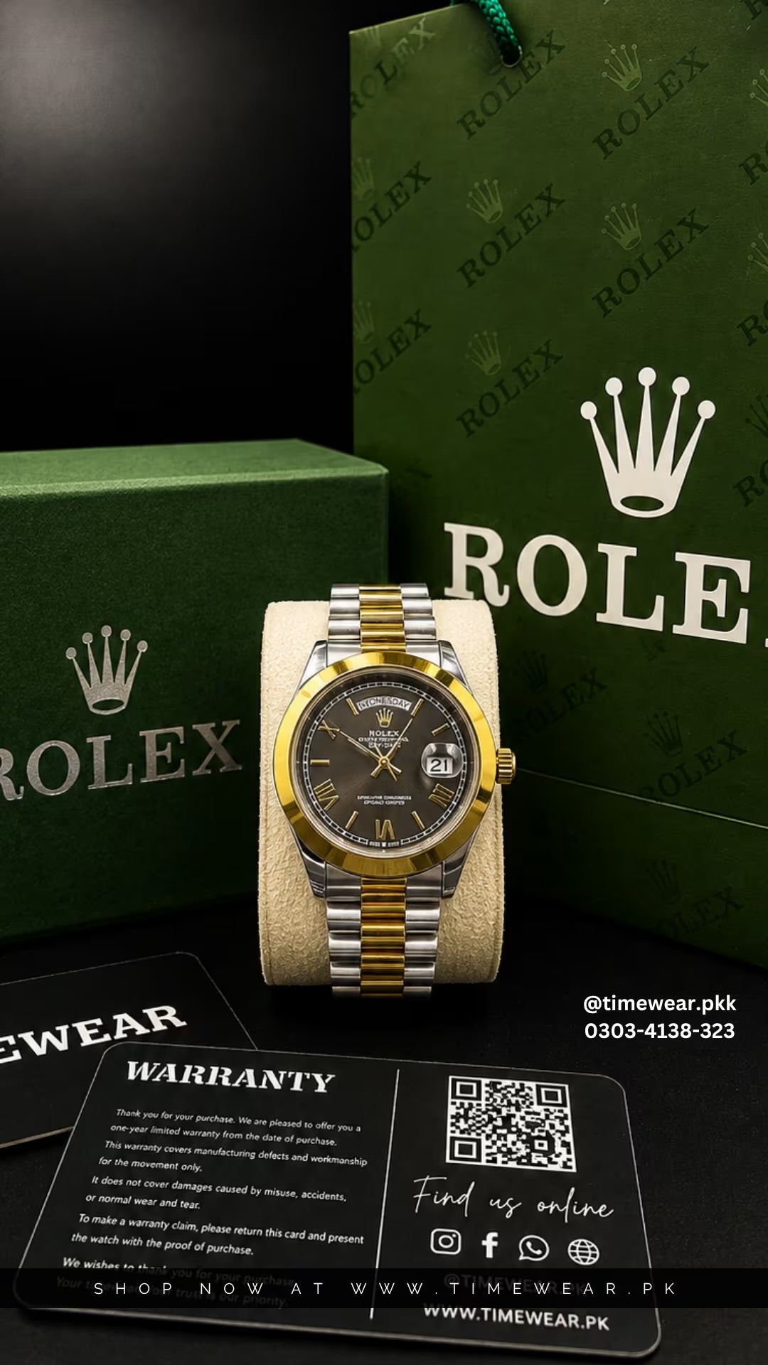 Rolex Gents Crown Lock (RO-TTBK) Premium Rolex Box, Bag & Warranty Card
