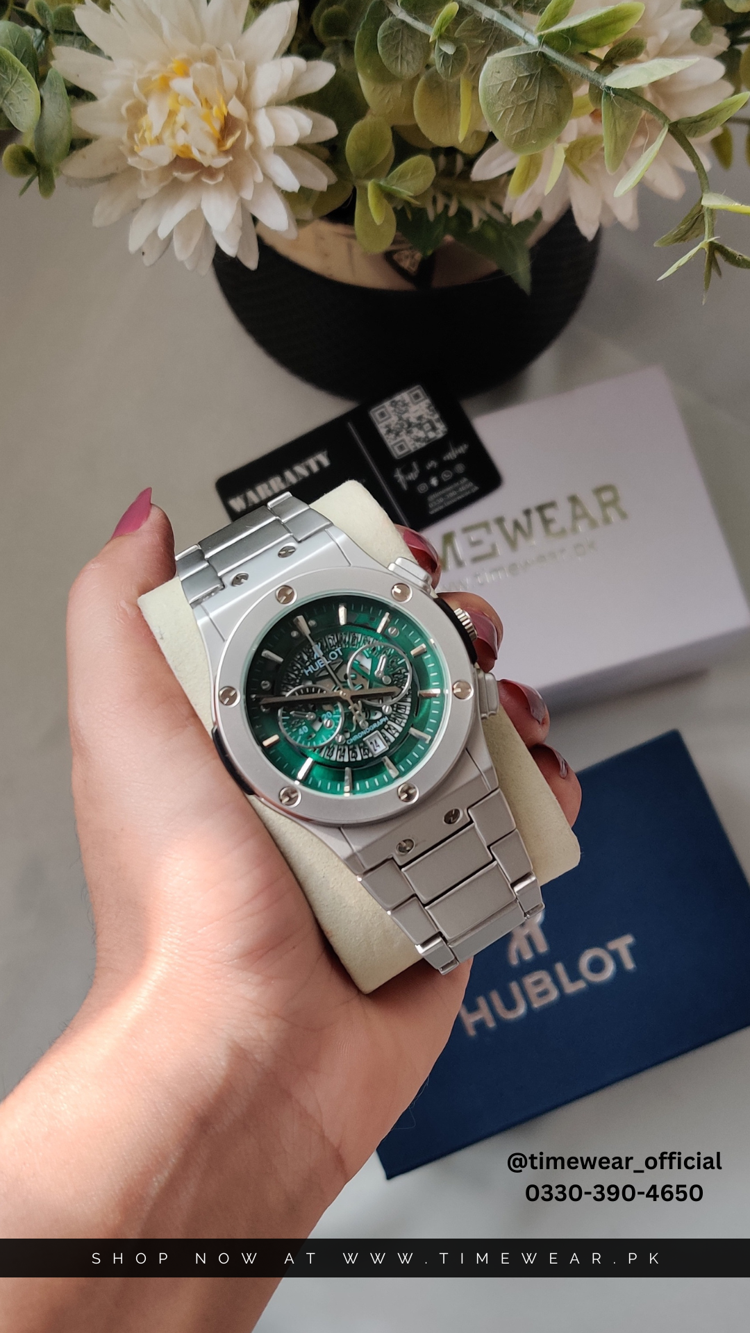 Hublot Chain Skeleton Dial Green (Hublot Box & One Year Warranty Card)
