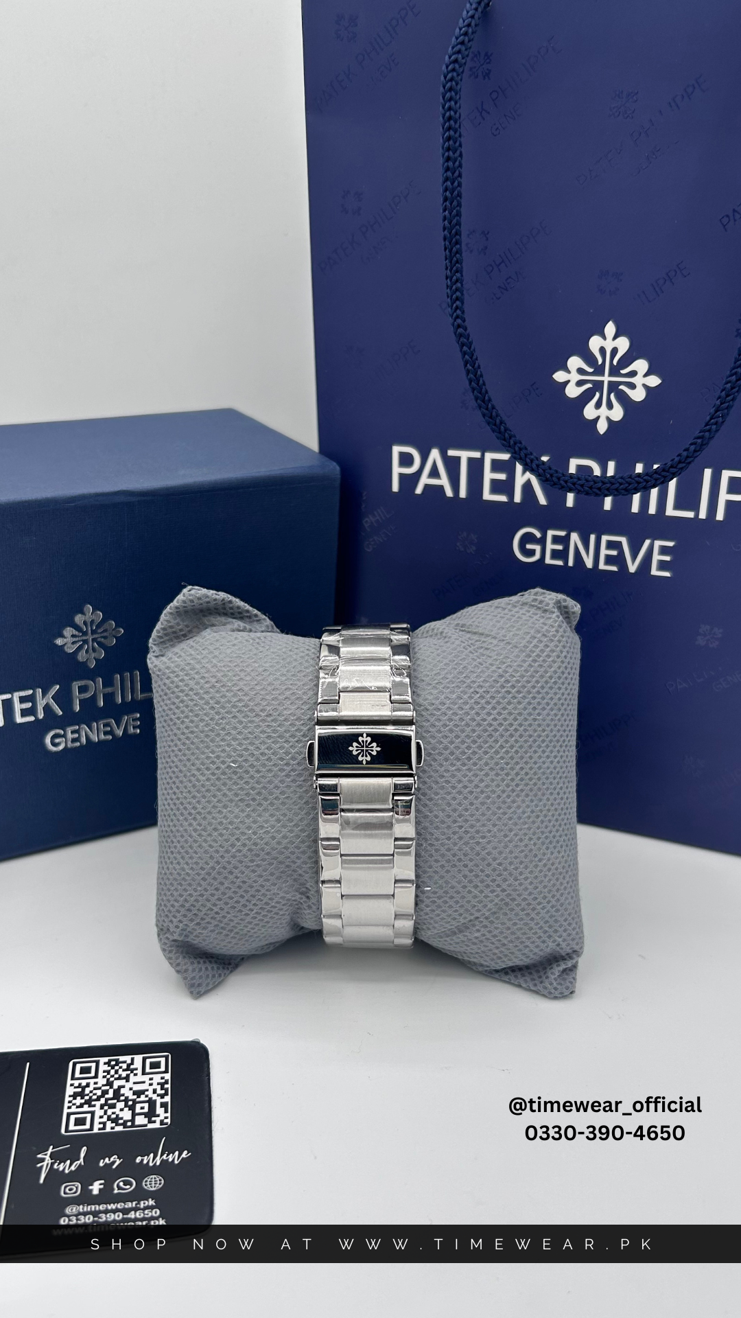 Patek Phillips Silver Black with Patek Box