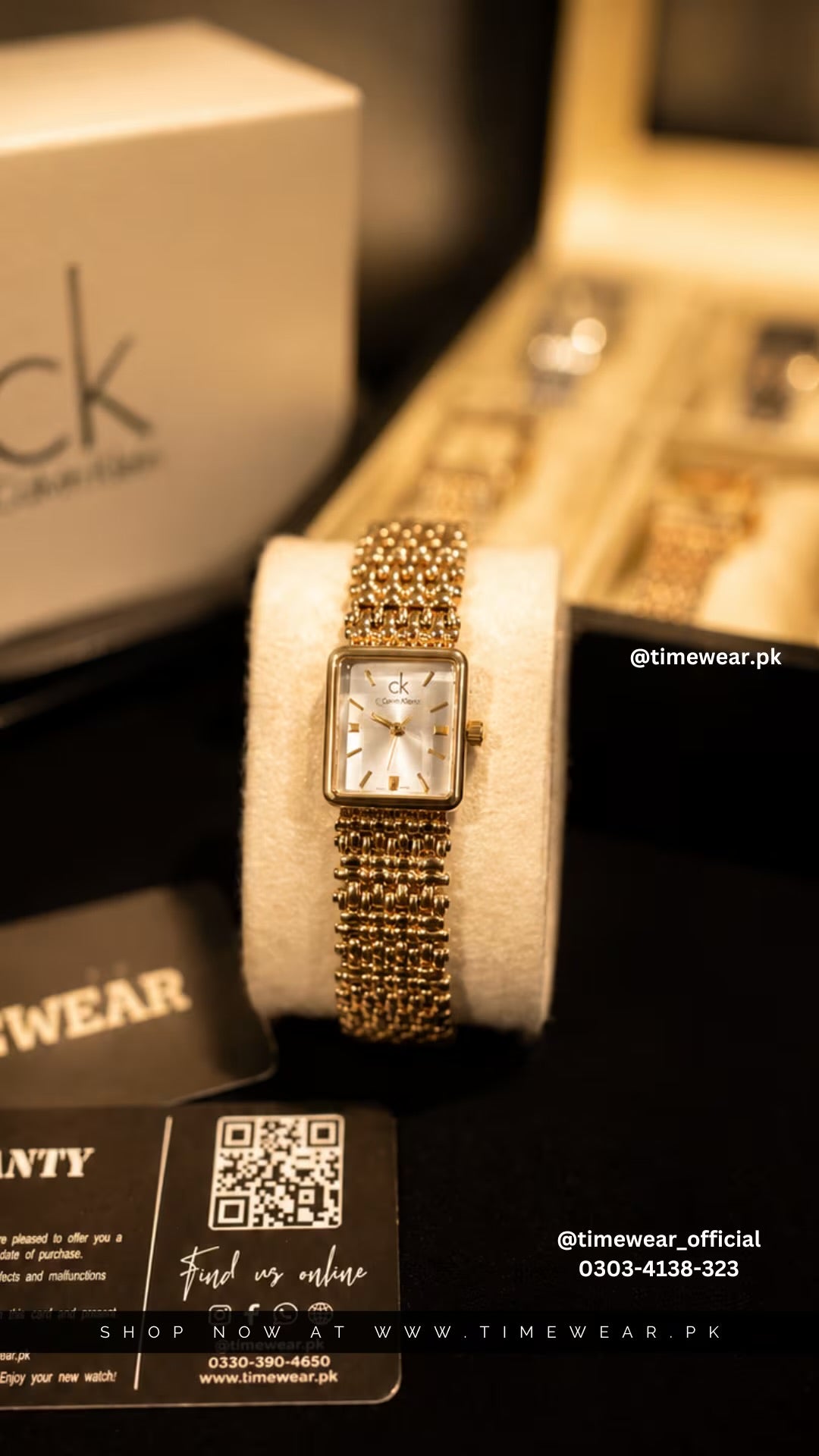 Calvin Klein Ladies Golden Chain White Dial with CK Box & One Year Warranty