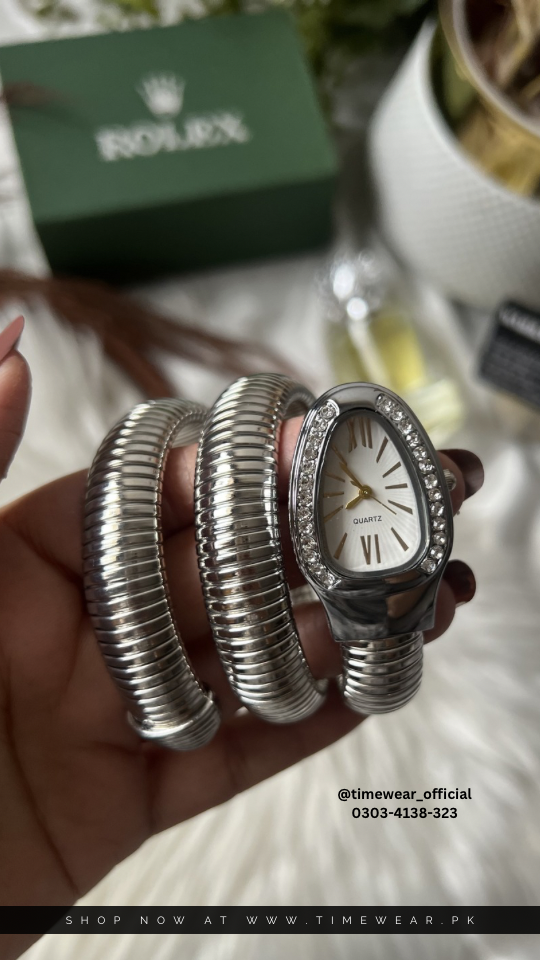 Rolex Snake Chain Ladies Watch Silver White with Rolex Box & One Year Warranty