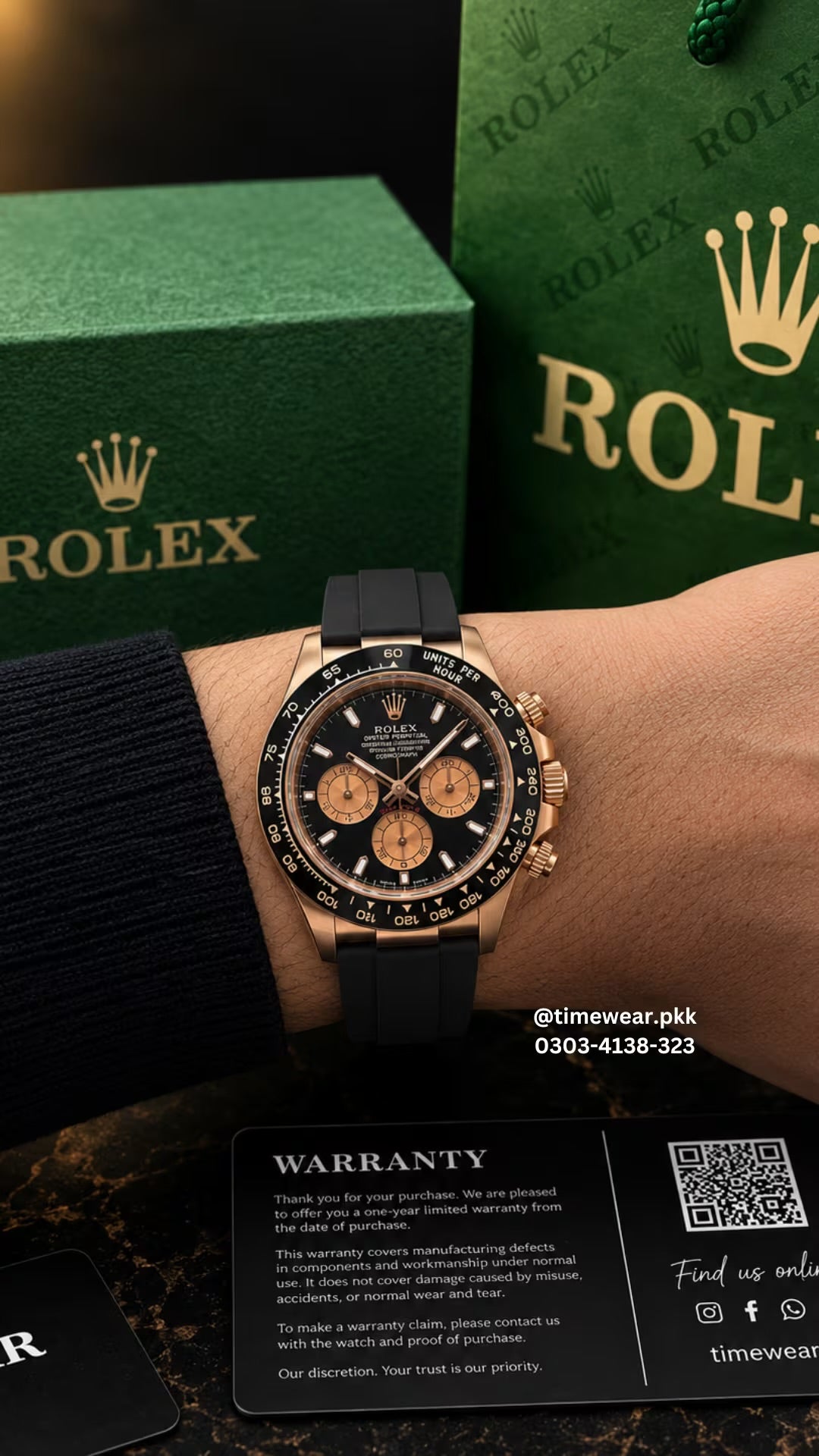 Rolex Gents Daytona Strap (Copper-BK) With Rolex Box & One Year Warranty