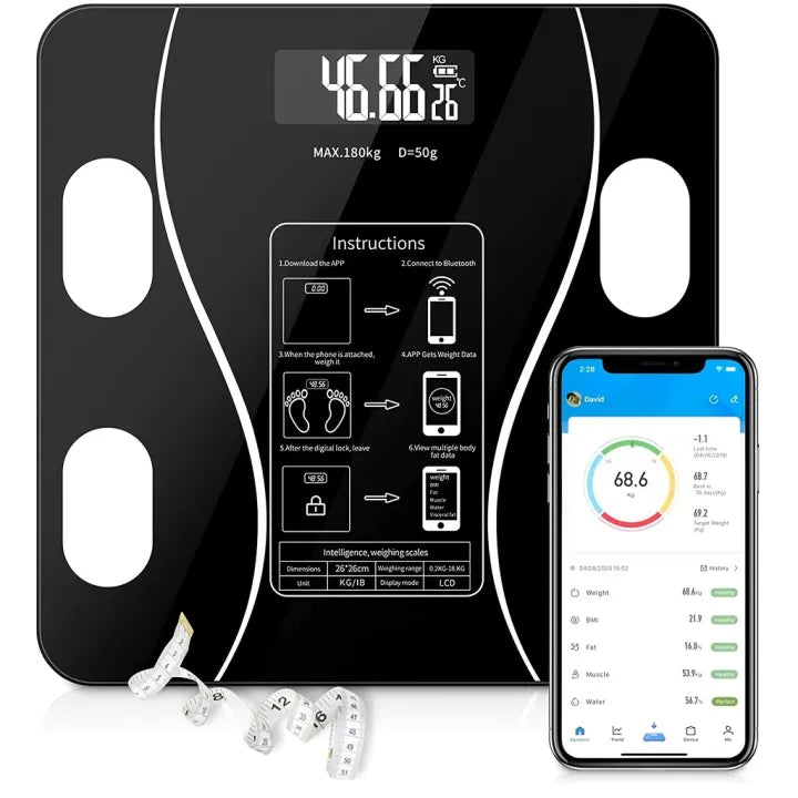 Smart Scale for Body Weight, Tempered Glass Electronic Digital Body Weight Scale upto 180KG