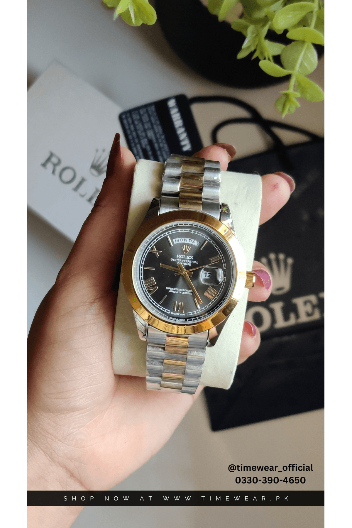 Rolex Gents Crown Lock (RO-TTBK) Premium Rolex Box, Bag & Warranty Card