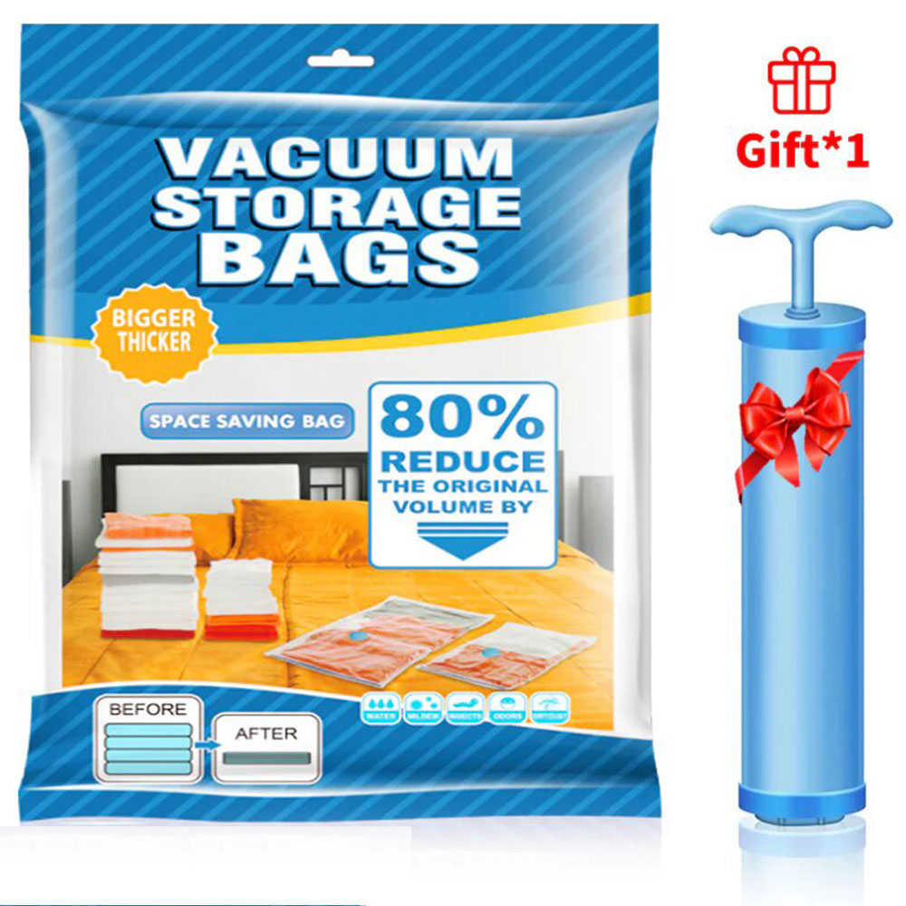 Vacume Storage Bags 5 pcs Set with Hand pump Best For Traveling to save up to 80% space