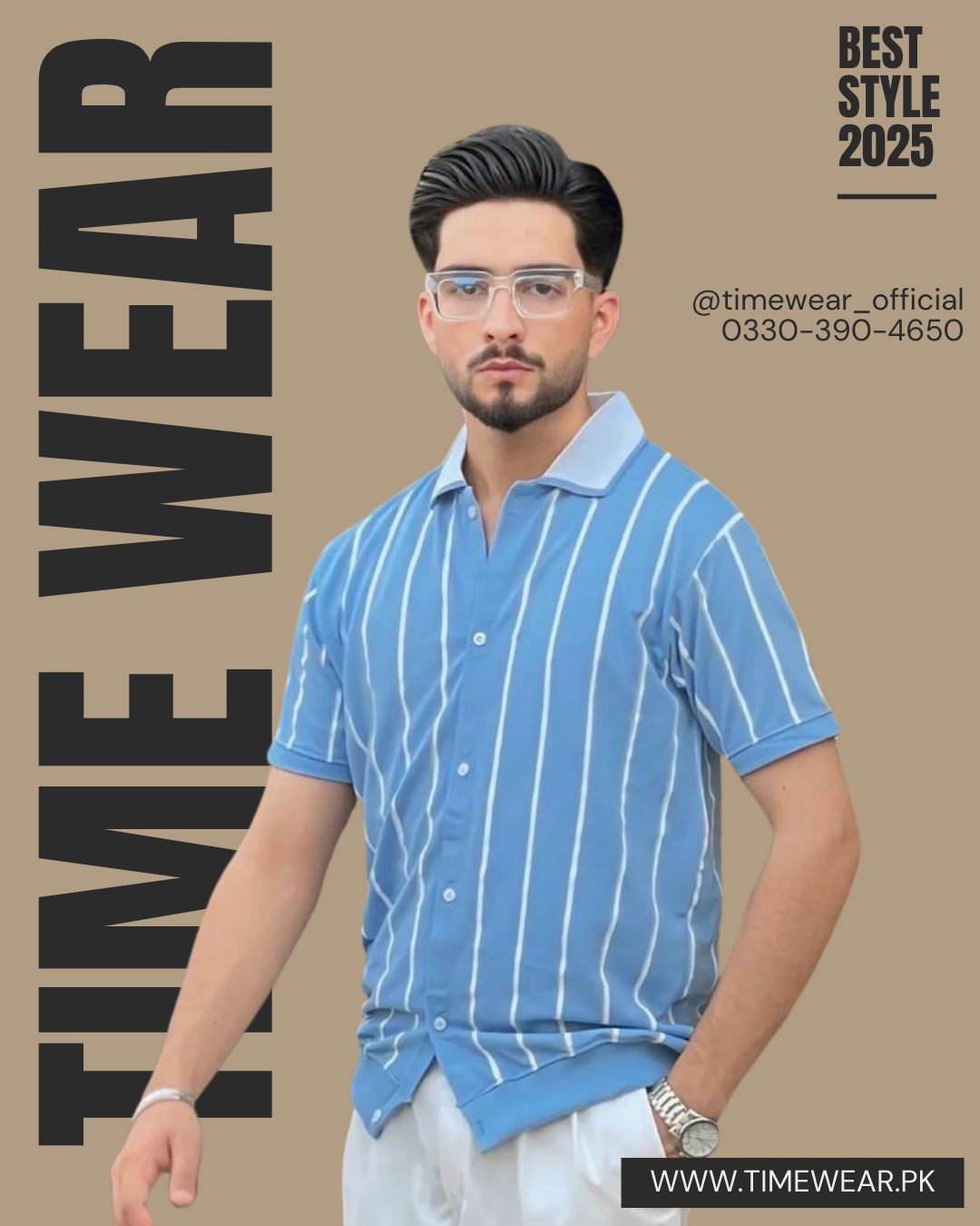 Gents Polo Stripes (Light Blue & White)