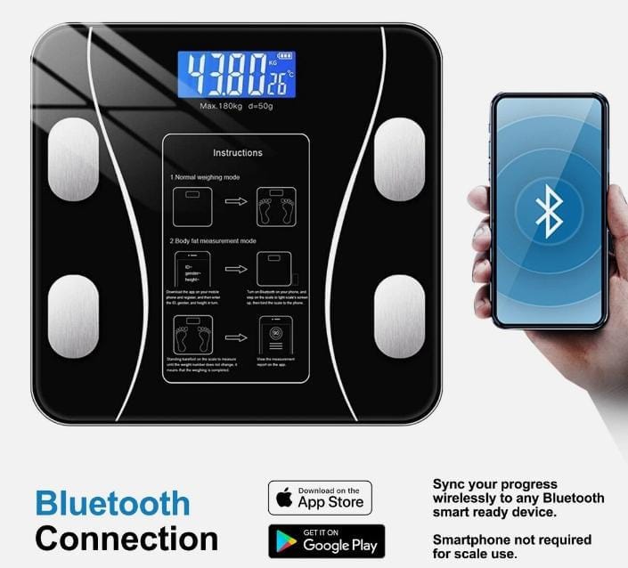Smart Scale for Body Weight, Tempered Glass Electronic Digital Body Weight Scale upto 180KG